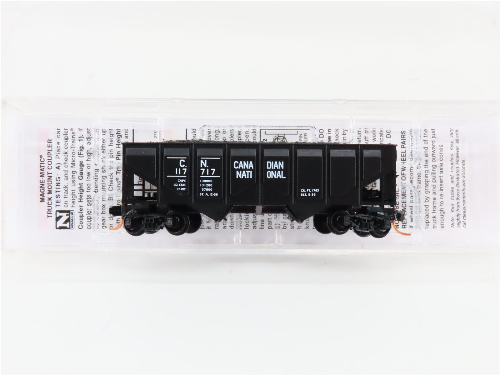 N Micro-Trains MTL 08500070 CN Canadian National 2-Bay Hopper #117717 w/ Load