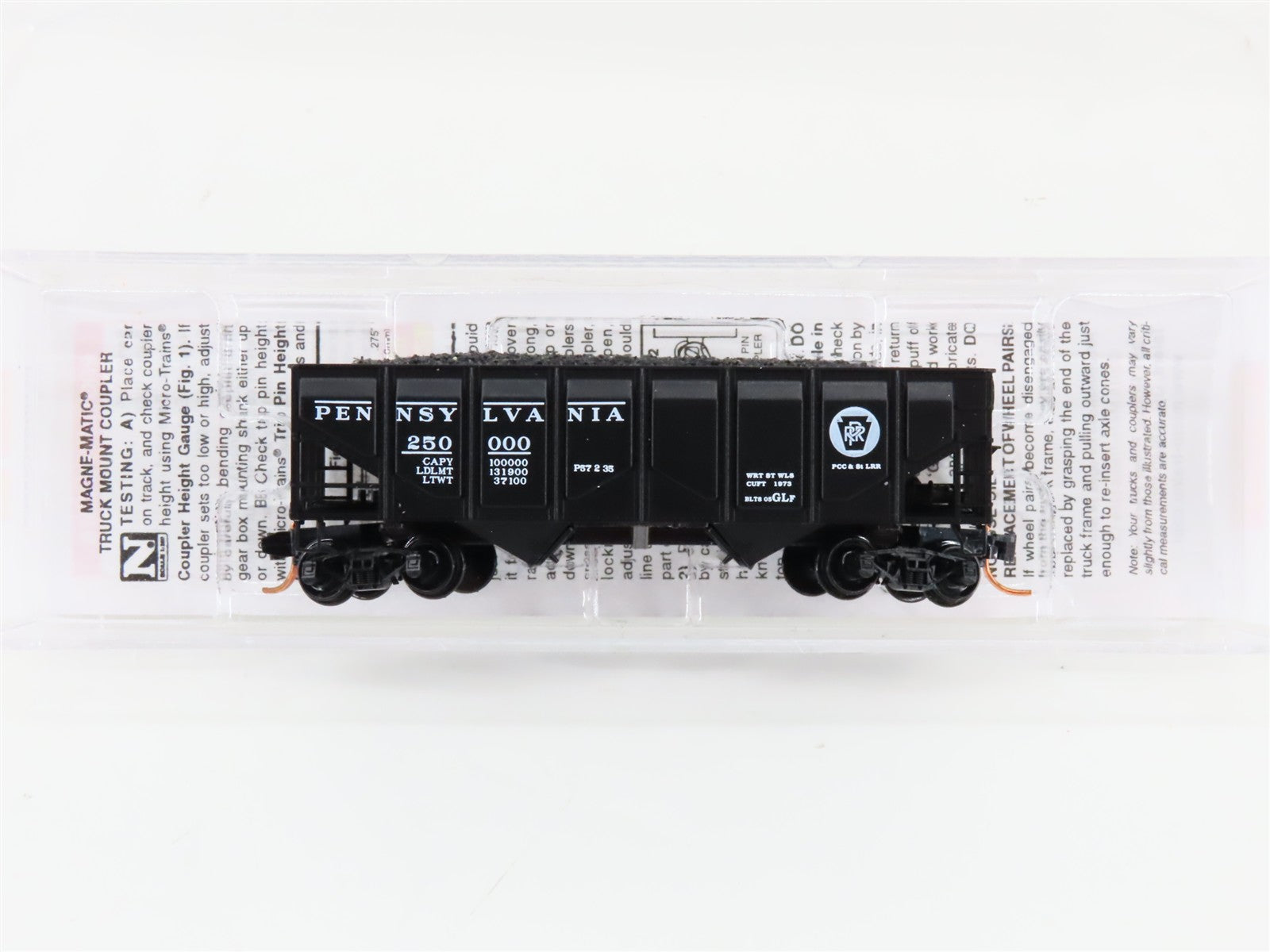 N Scale Micro-Trains MTL 08500080 PRR Pennsylvania 2-Bay Hopper #250000 w/ Load