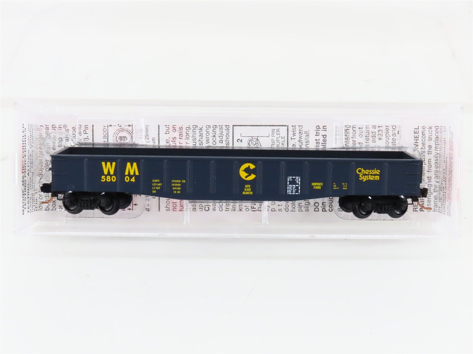 N Scale Micro-Trains MTL 105070 WM Chessie System 50' Fixed End Gondola #58004
