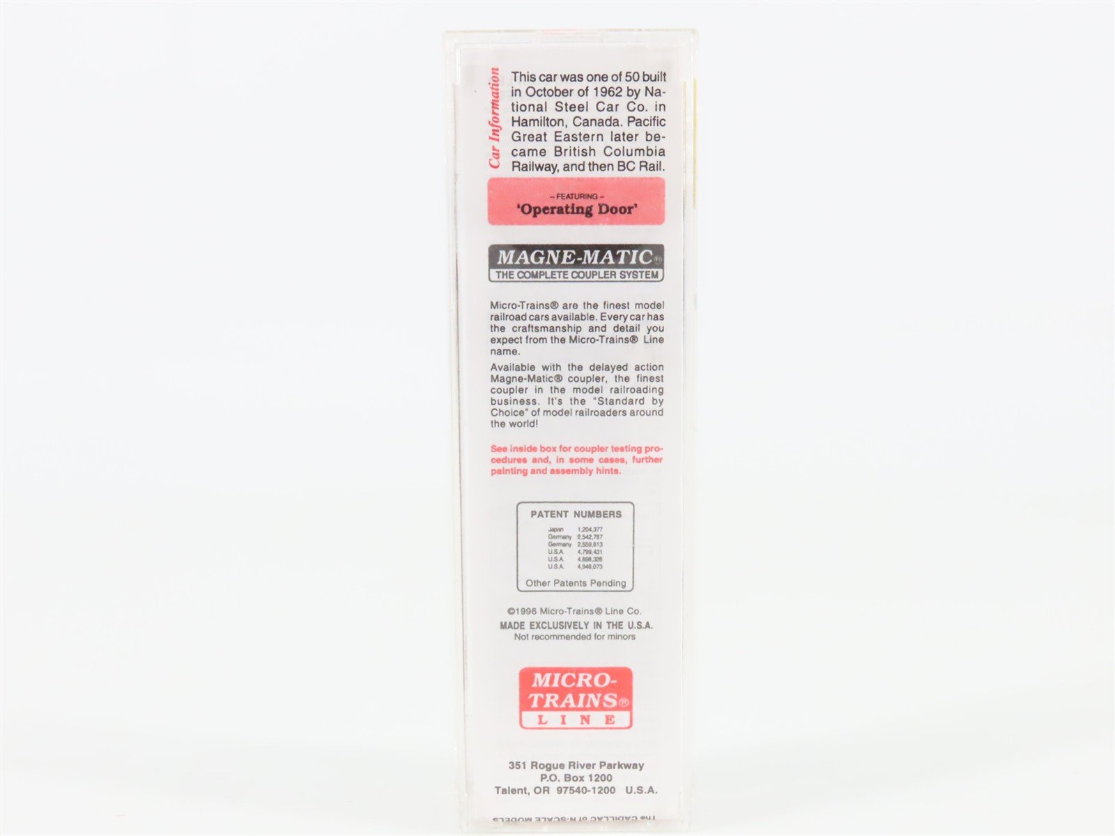 N Scale Micro-Trains MTL 22070 PGE Pacific Great Eastern 40' Box Car #4942