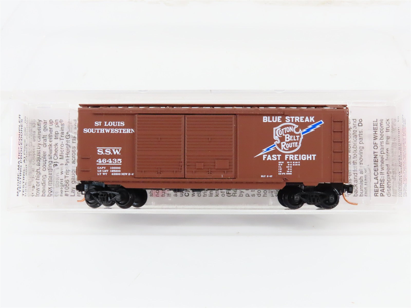 N Scale Micro-Trains MTL 23030 SSW Cotton Belt Blue Streak 40' Box Car #46435
