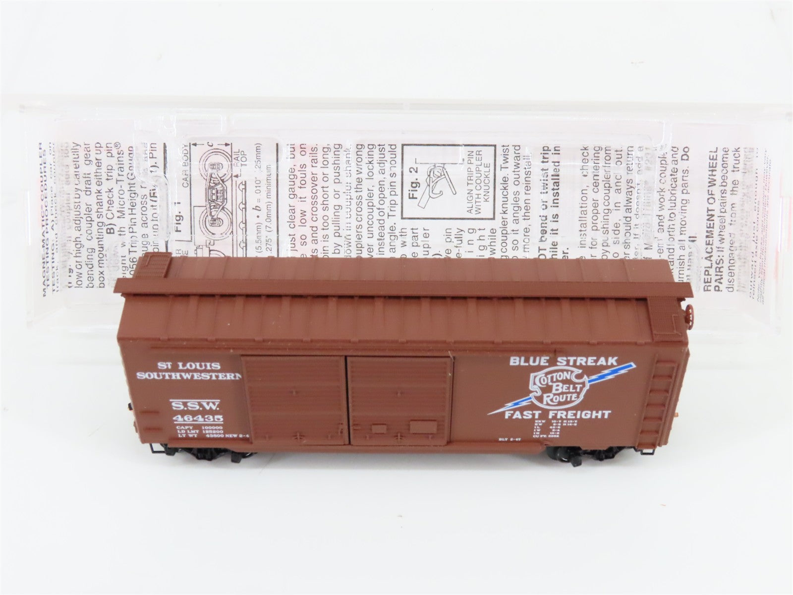 N Scale Micro-Trains MTL 23030 SSW Cotton Belt Blue Streak 40' Box Car #46435