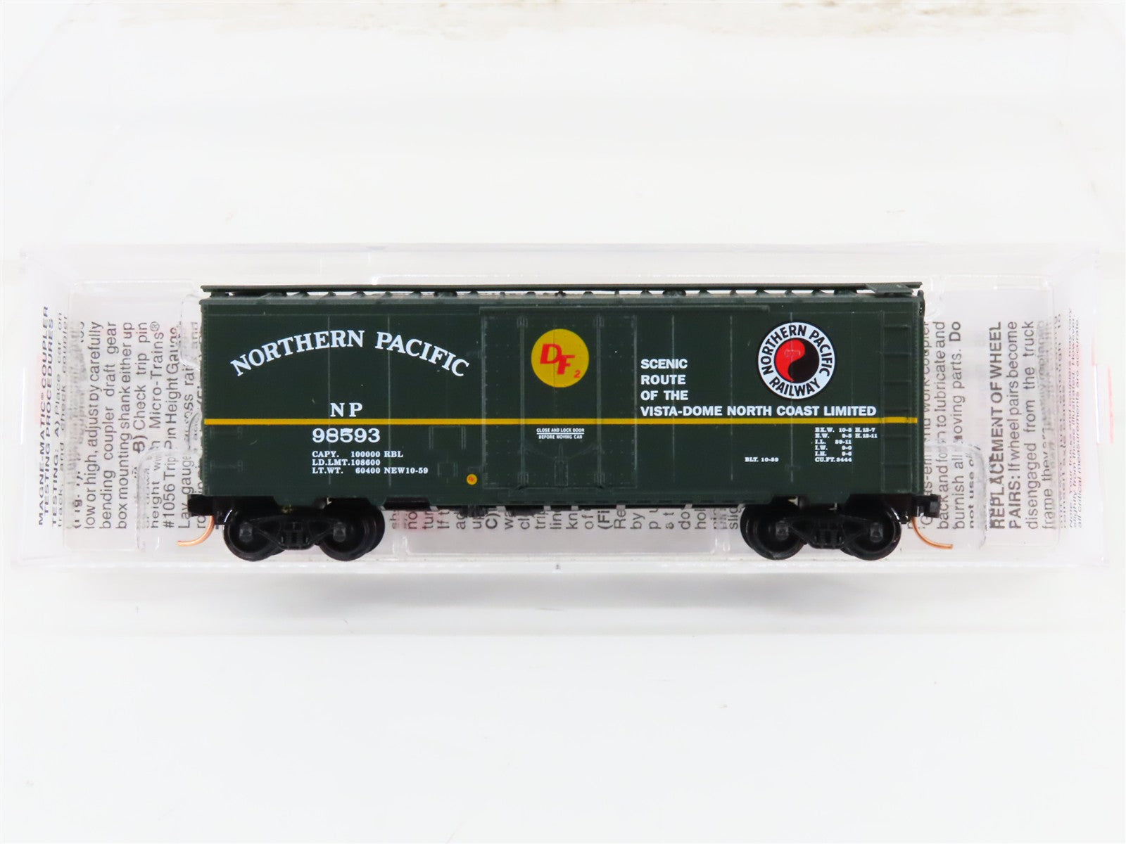 N Micro-Trains MTL 21210 NP Northern Pacific "Vista-Dome" 40' Box Car #98593