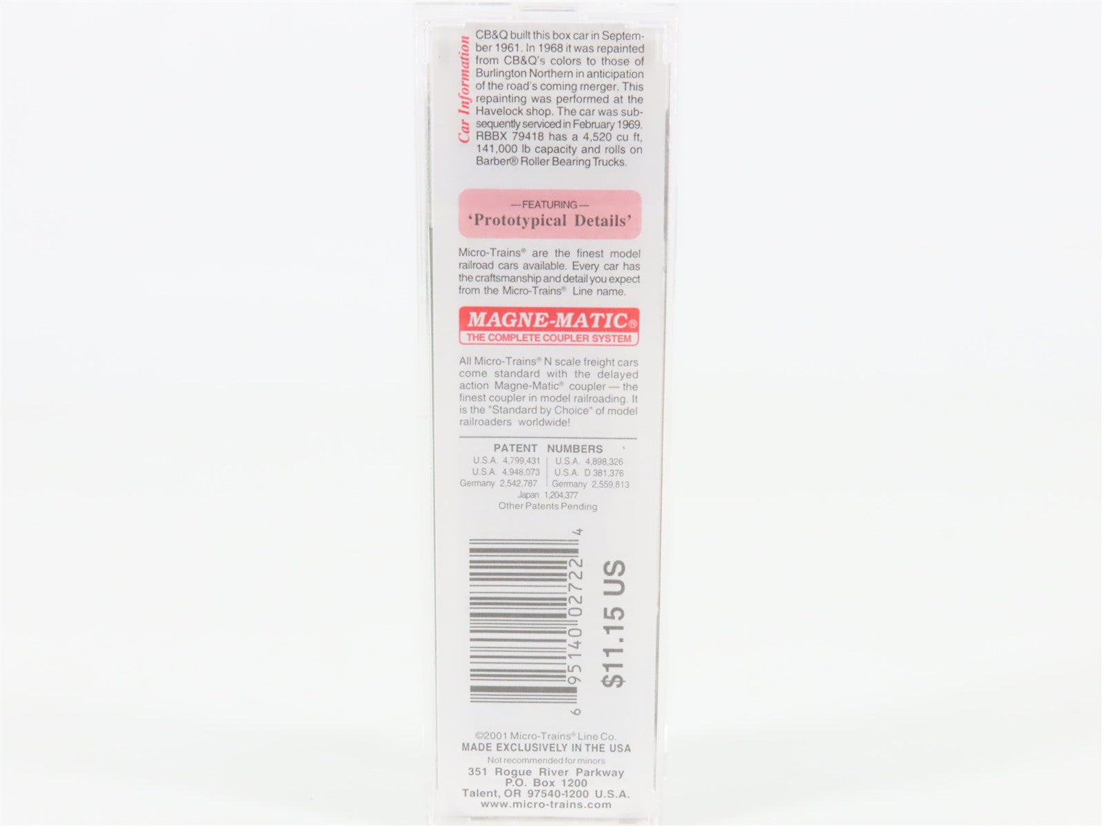 N Micro-Trains MTL 32090 RBBX BREX Burlington Refrigerator 50' Box Car #79418
