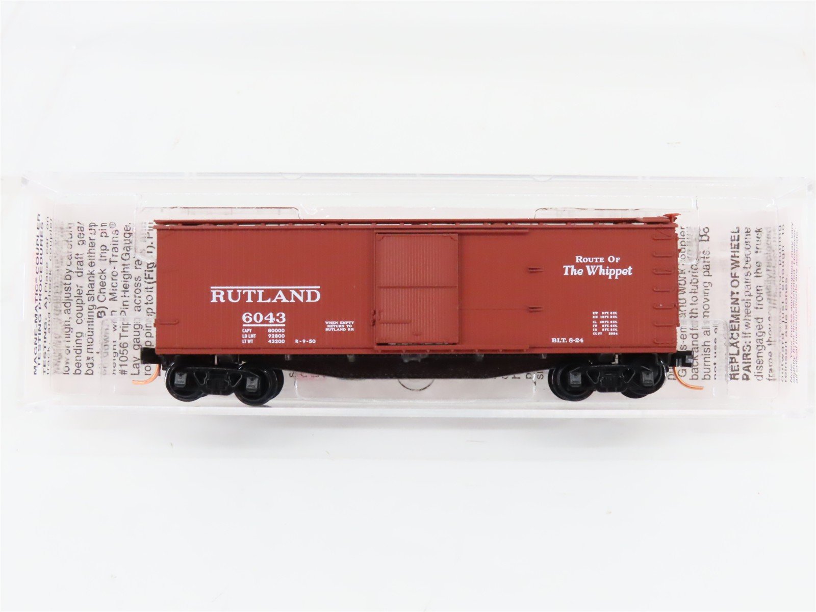 N Scale Micro-Trains MTL 39130 RUT Route Of The Whippet 40' Box Car #6043
