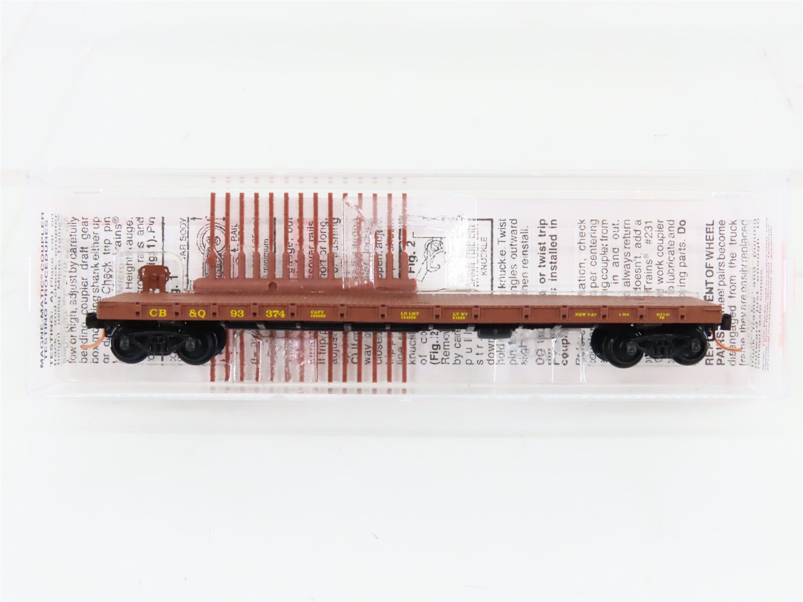 N Micro-Trains MTL 44090 CB&Q Chicago Burlington & Quincy 50' Flat Car #93374