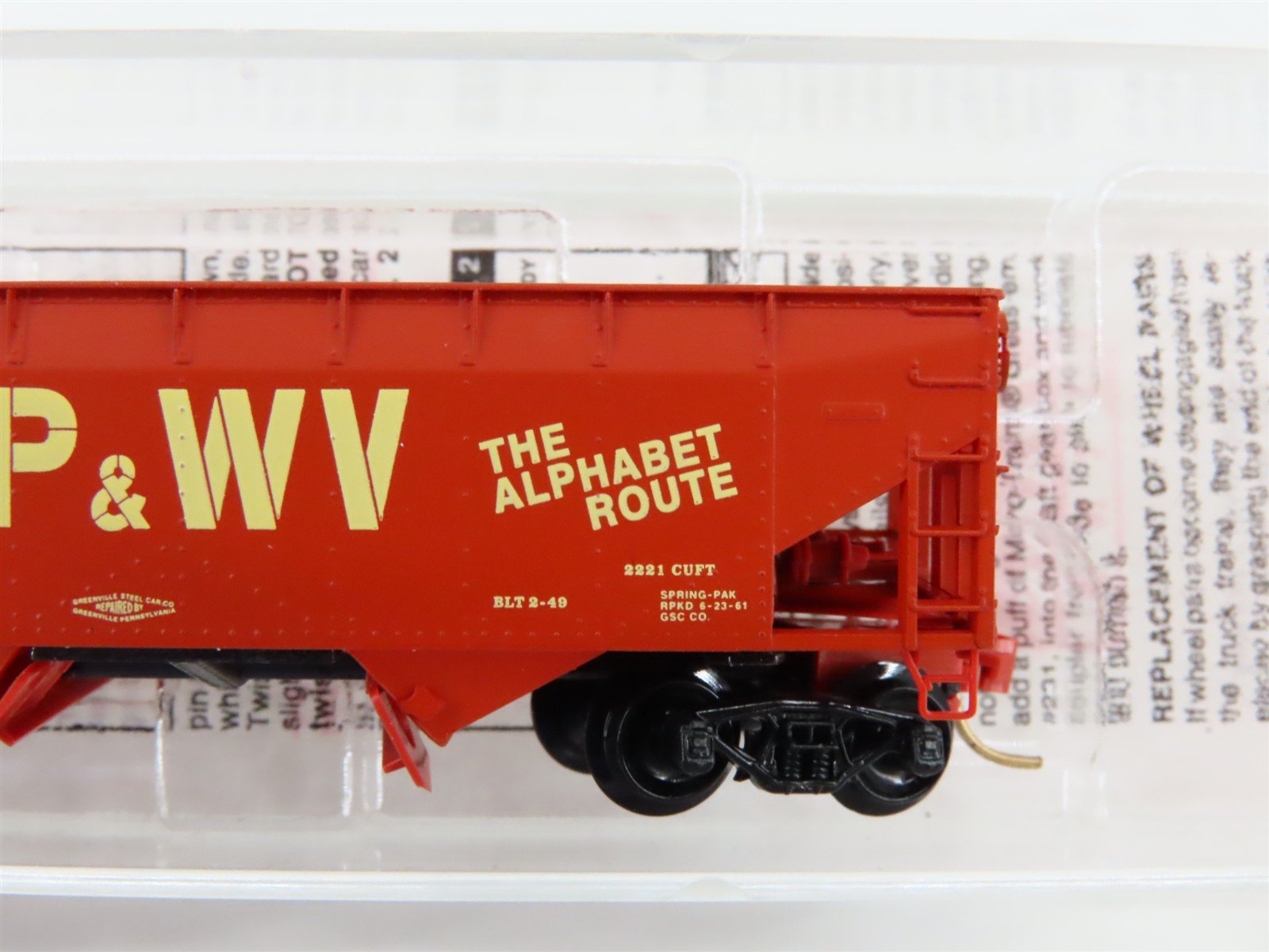 N Scale Micro-Trains MTL 55260 P&WV The Alphabet Route 2-Bay Open Hopper #380