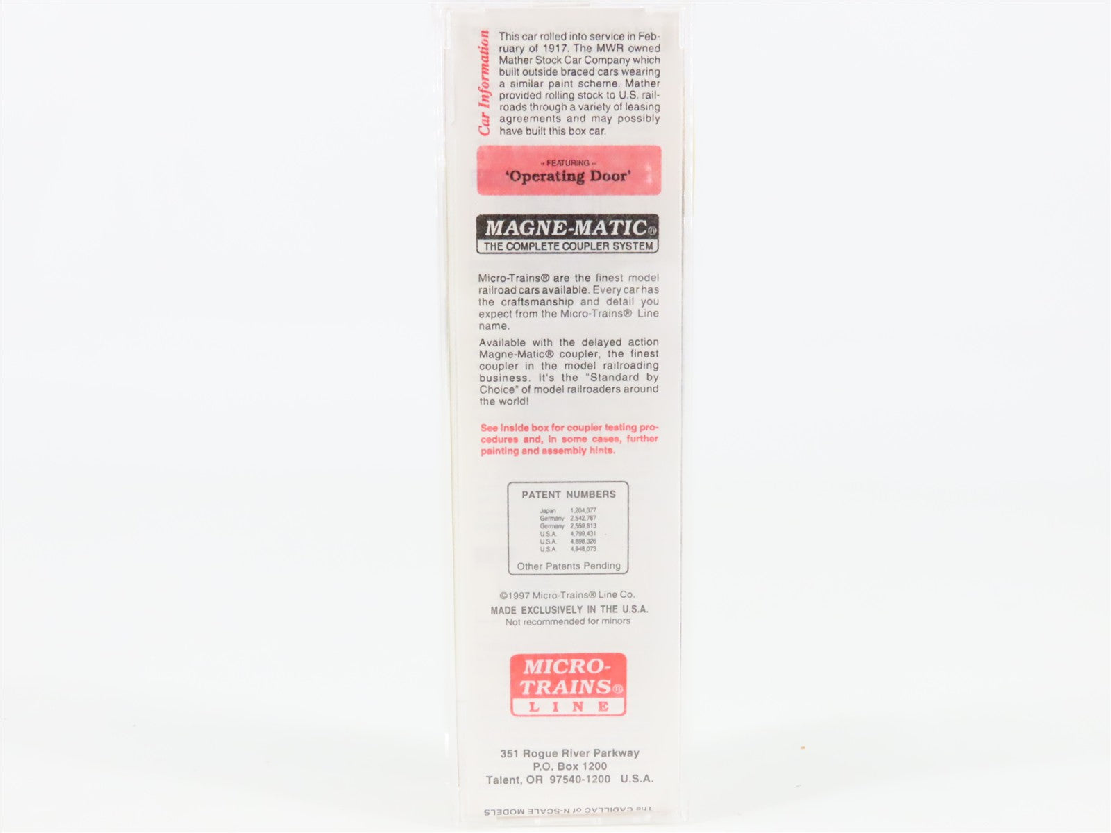 N Scale Micro-Trains MTL 42030 MWR Ball Glass Jars 40' Single Door Box Car #1024