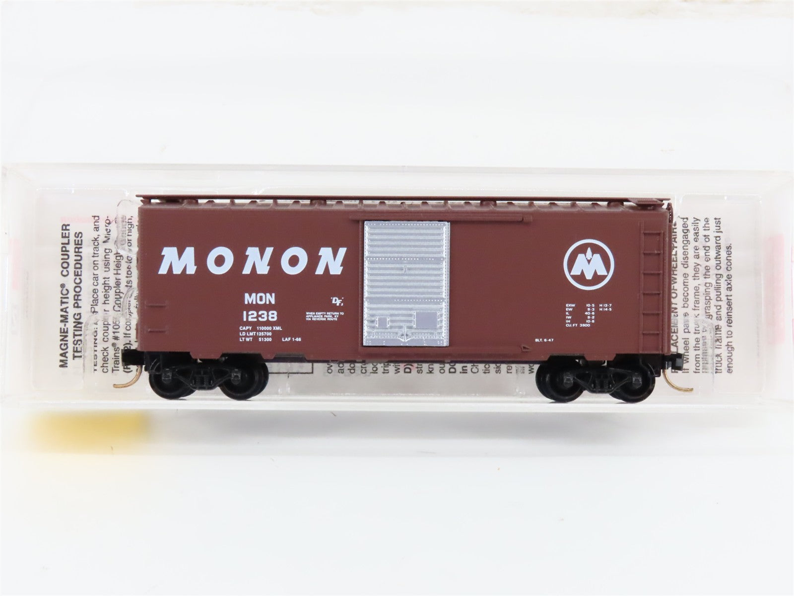 N Scale Micro-Trains MTL 20770 MON Monon 40' Single Door Box Car #1238