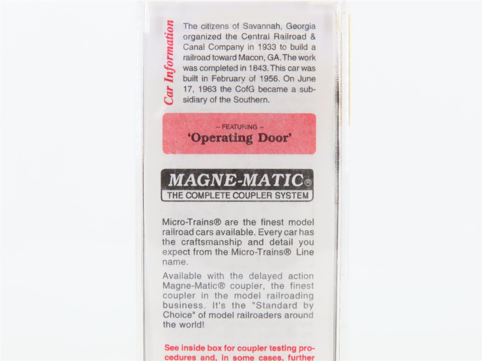 N Scale Micro-Trains MTL 31280 CG Central Of Georgia 50' Single Door Boxcar 1570