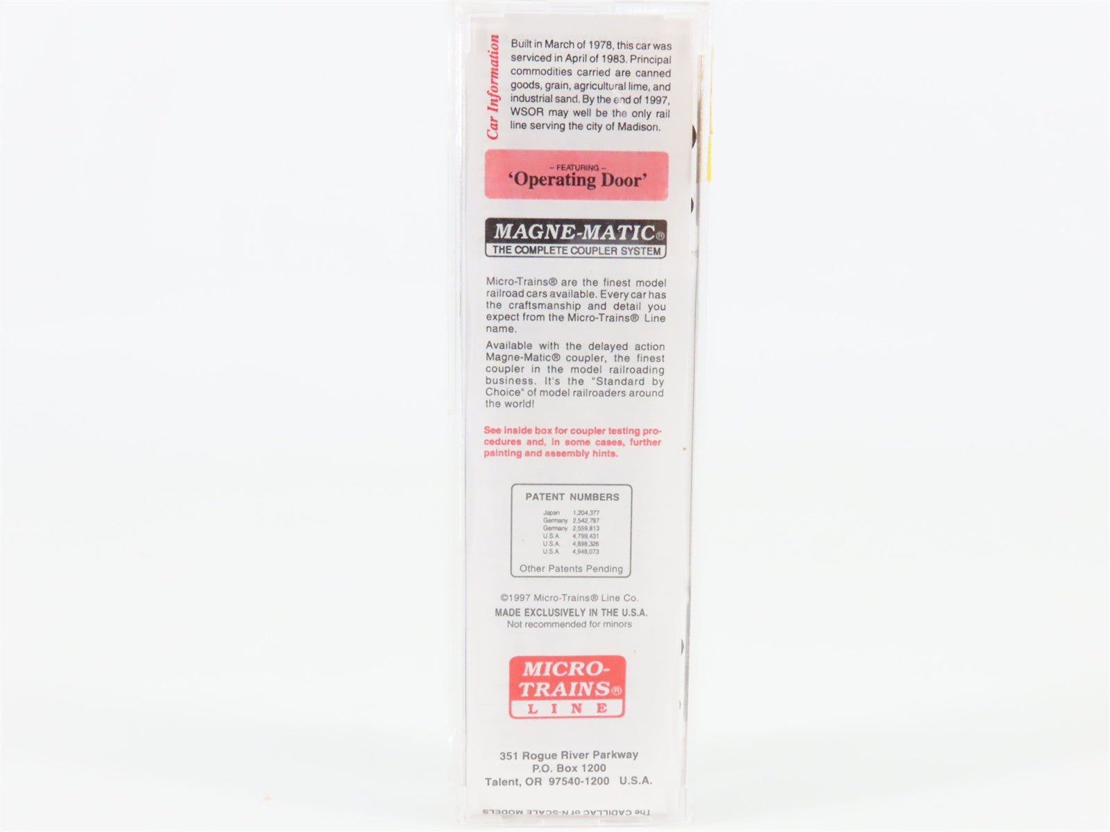 N Scale Micro-Trains MTL 25570 WSOR Wisconsin & Southern 50' Box Car #101545