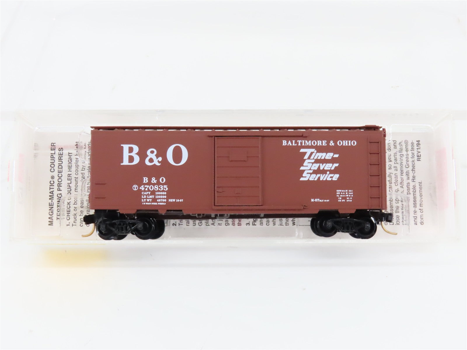 N Micro-Trains MTL 20346/3 B&O Baltimore & Ohio Time Saver 40' Box Car #470835