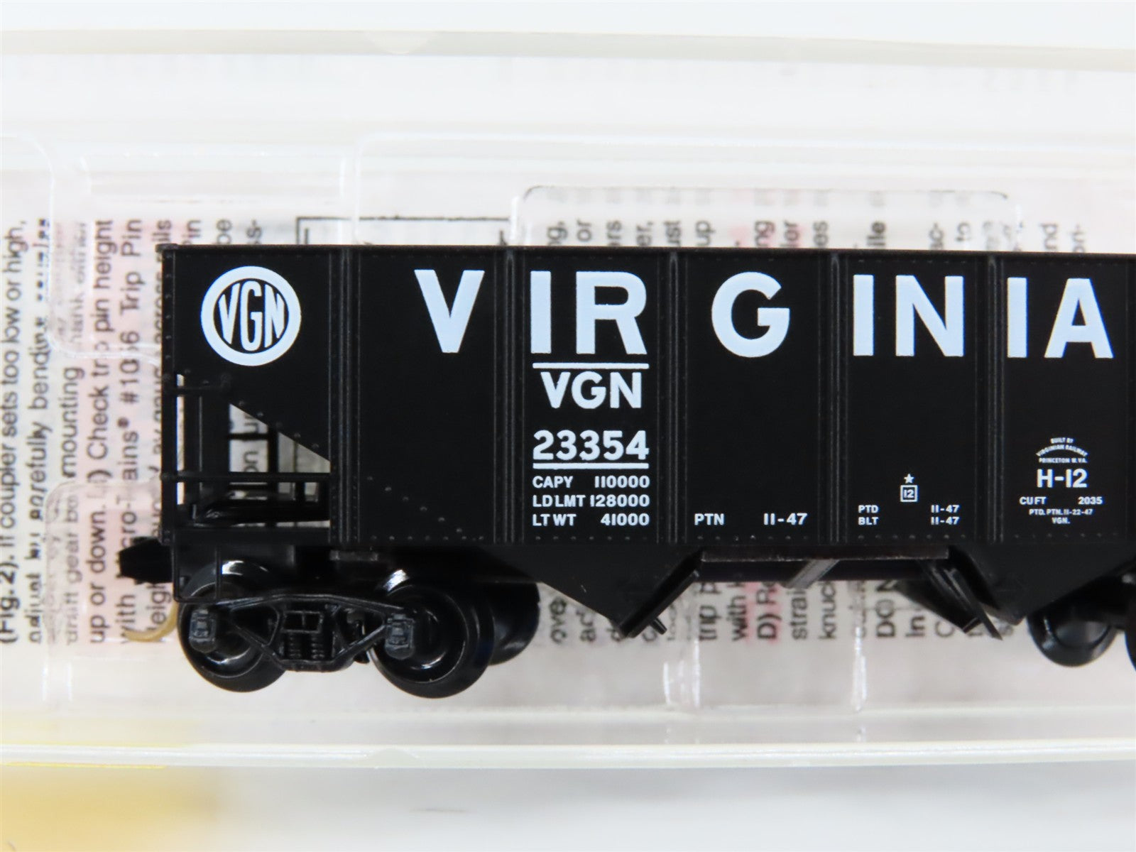N Scale Micro-Trains MTL 56200 VGN Virginian 33' 2-Bay Open Hopper #23354