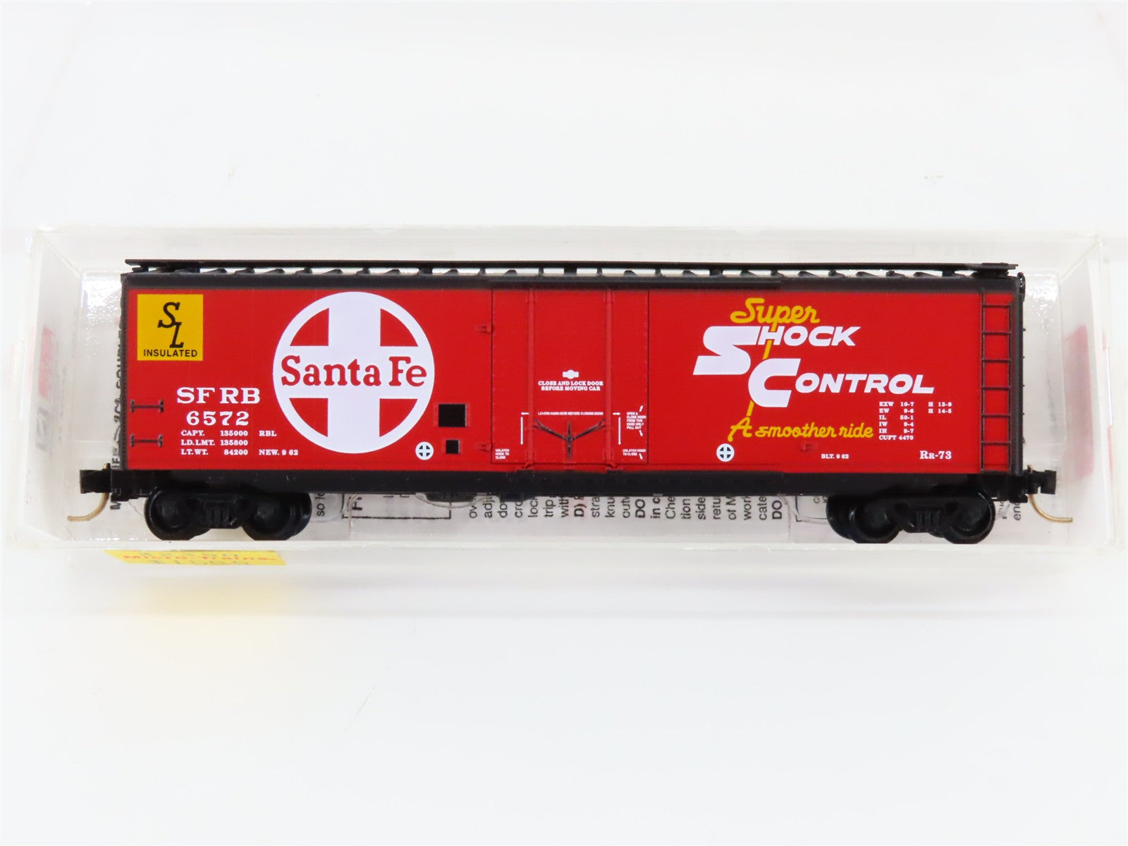 N Scale Micro-Trains MTL 32350 SFRB Santa Fe Shock Control 50' Box Car #6572