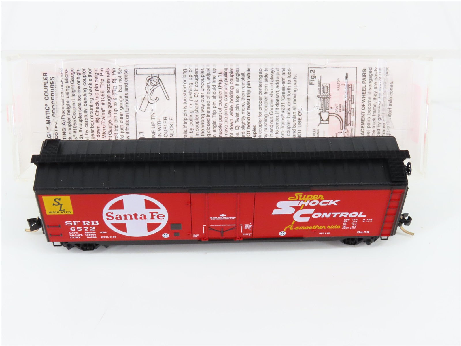 N Scale Micro-Trains MTL 32350 SFRB Santa Fe Shock Control 50' Box Car #6572