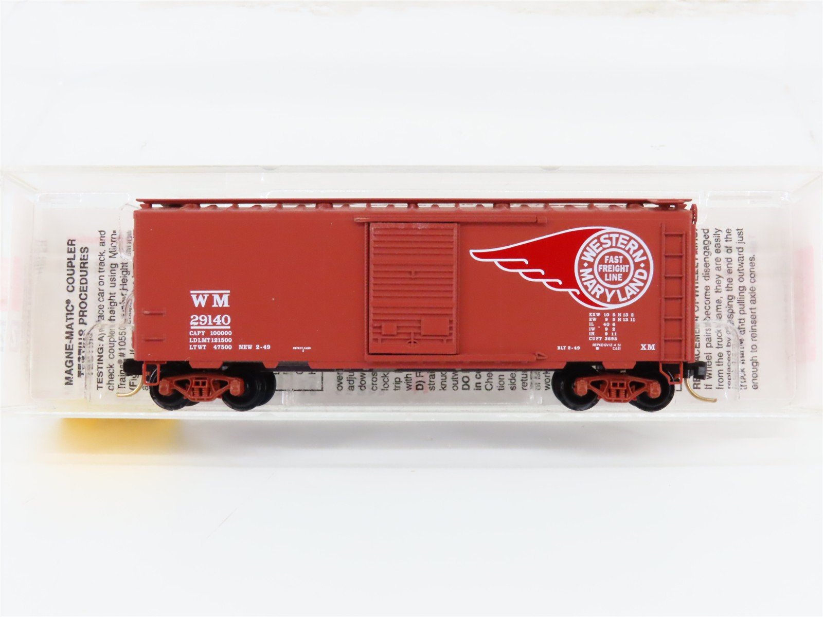 N Scale Micro-Trains MTL 20396 WM Western Maryland Fast Freight 40' Boxcar 25140