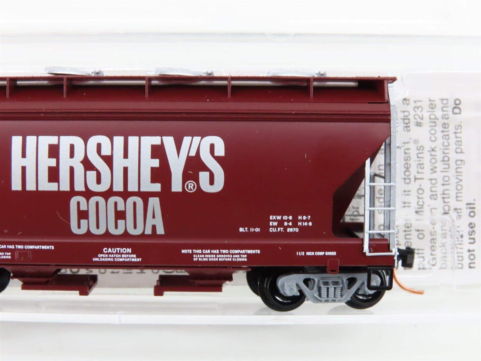 N Scale Micro-Trains MTL 92150 HFC Hershey's 2-Bay Covered Hopper #6011