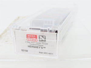 N Scale Micro-Trains MTL 92150 HFC Hershey's 2-Bay Covered Hopper #6011
