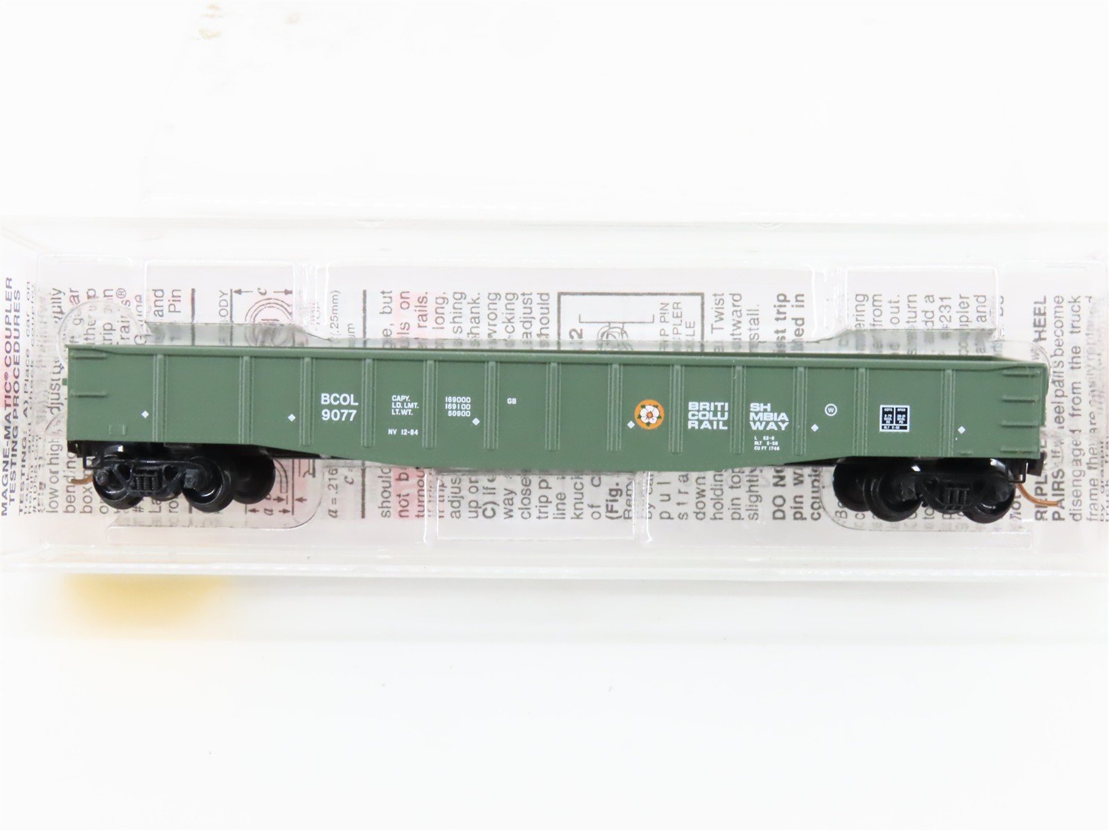 N Scale Micro-Trains MTL 105050 BCOL British Columbia 50' Gondola Car #9077