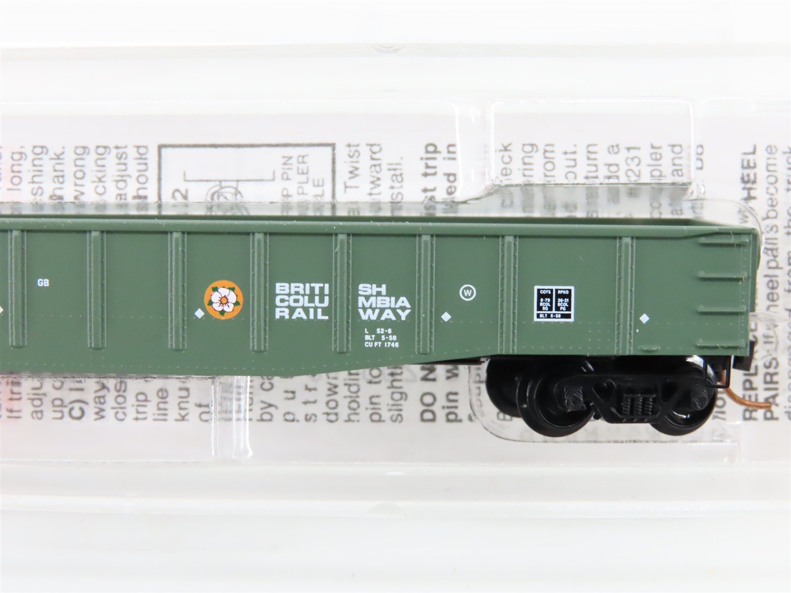 N Scale Micro-Trains MTL 105050 BCOL British Columbia 50' Gondola Car #9077