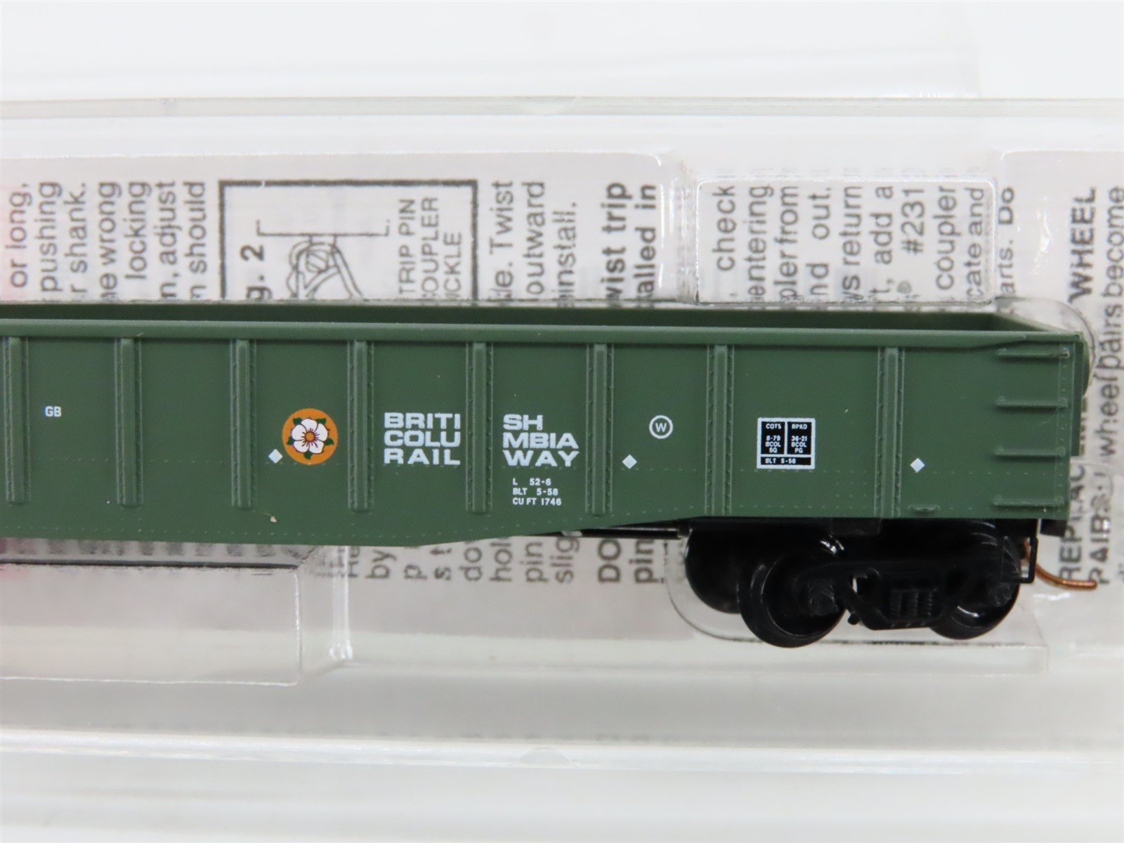 N Scale Micro-Trains MTL 105050 BCOL British Columbia 50' Gondola Car #9077