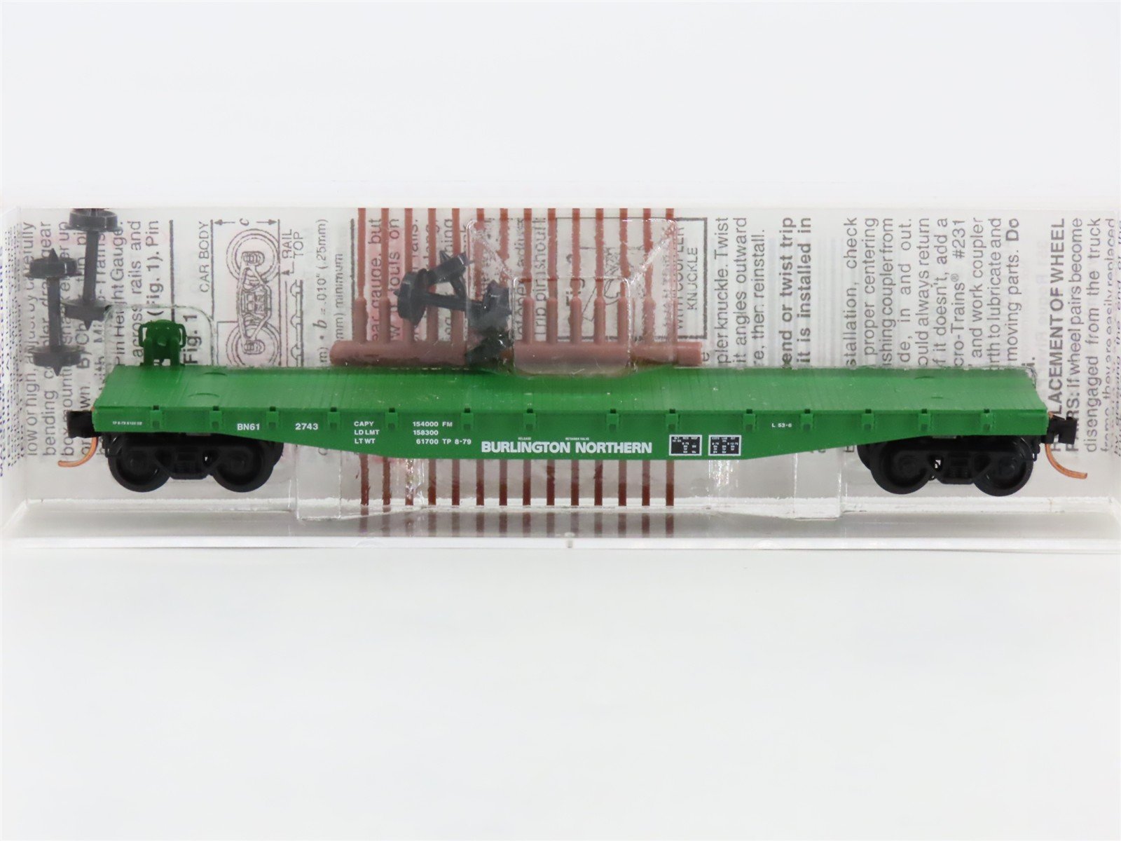 N Scale Micro-Trains MTL 45200 BN Burlington Northern 50' Flatcar #612743