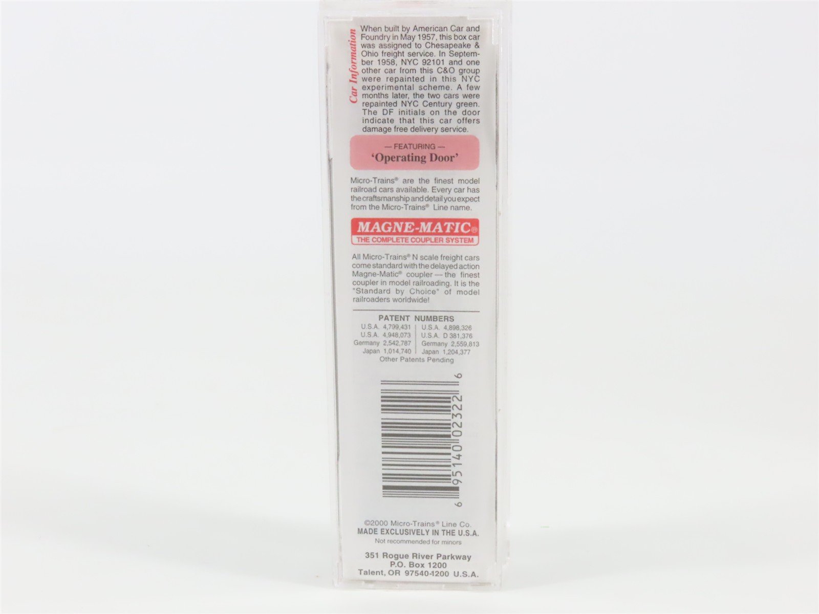 N Scale Micro-Trains MTL 31310 NYC New York Central 50' Standard Boxcar #92101