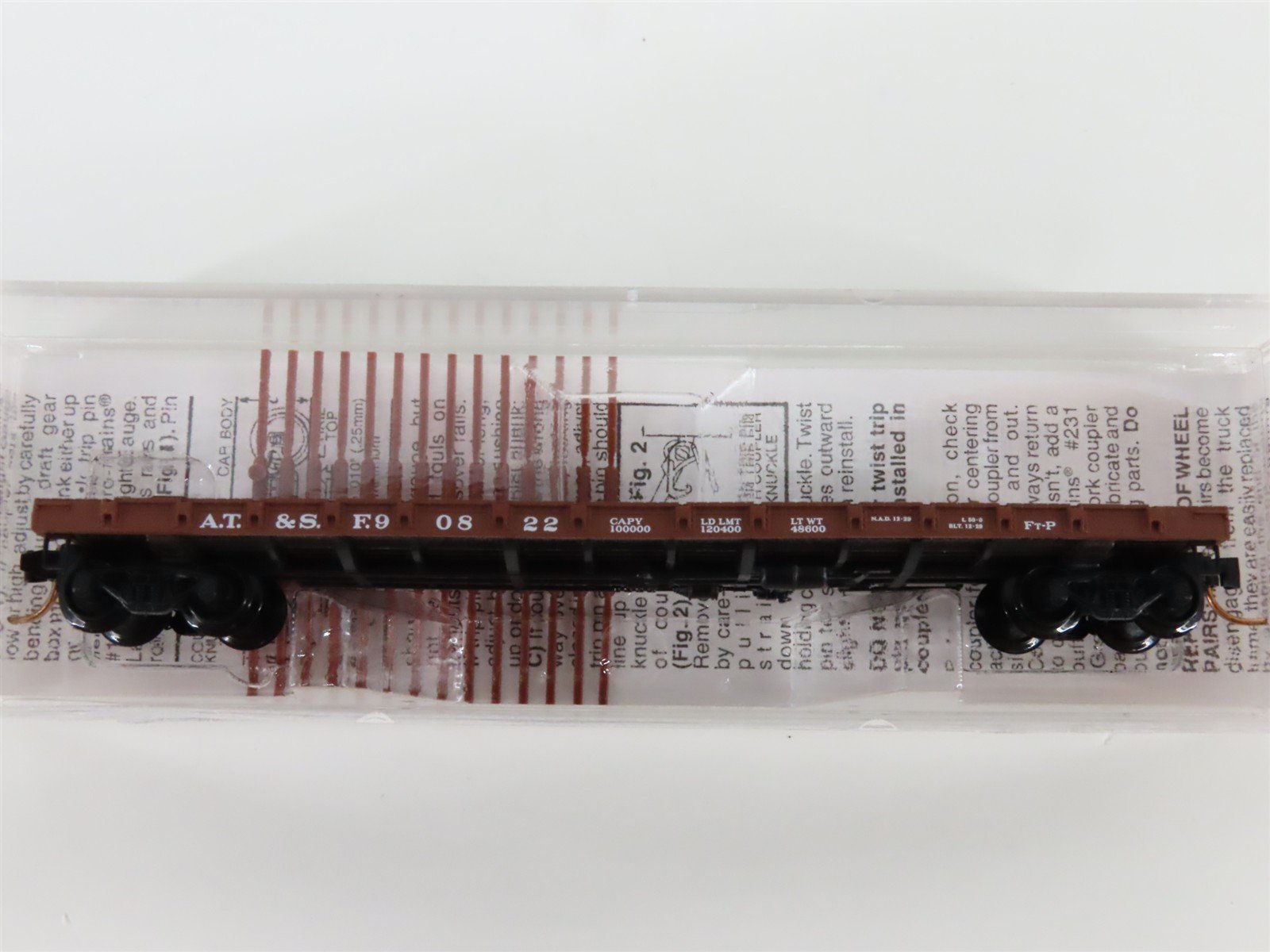 N Scale Micro-Trains MTL 44060 ATSF Santa Fe 50' Straight Side Flatcar #90822