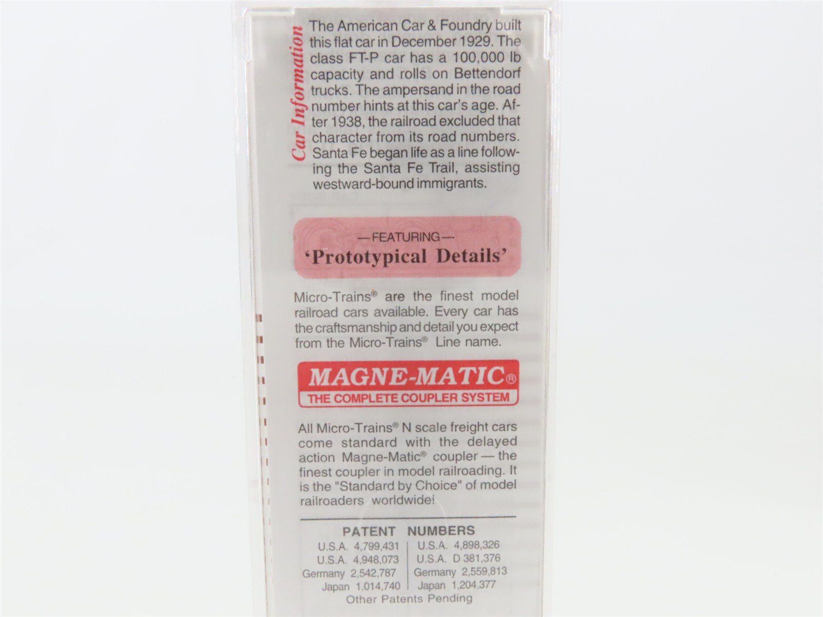 N Scale Micro-Trains MTL 44060 ATSF Santa Fe 50' Straight Side Flatcar #90822