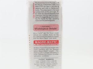 N Scale Micro-Trains MTL 44060 ATSF Santa Fe 50' Straight Side Flatcar #90822