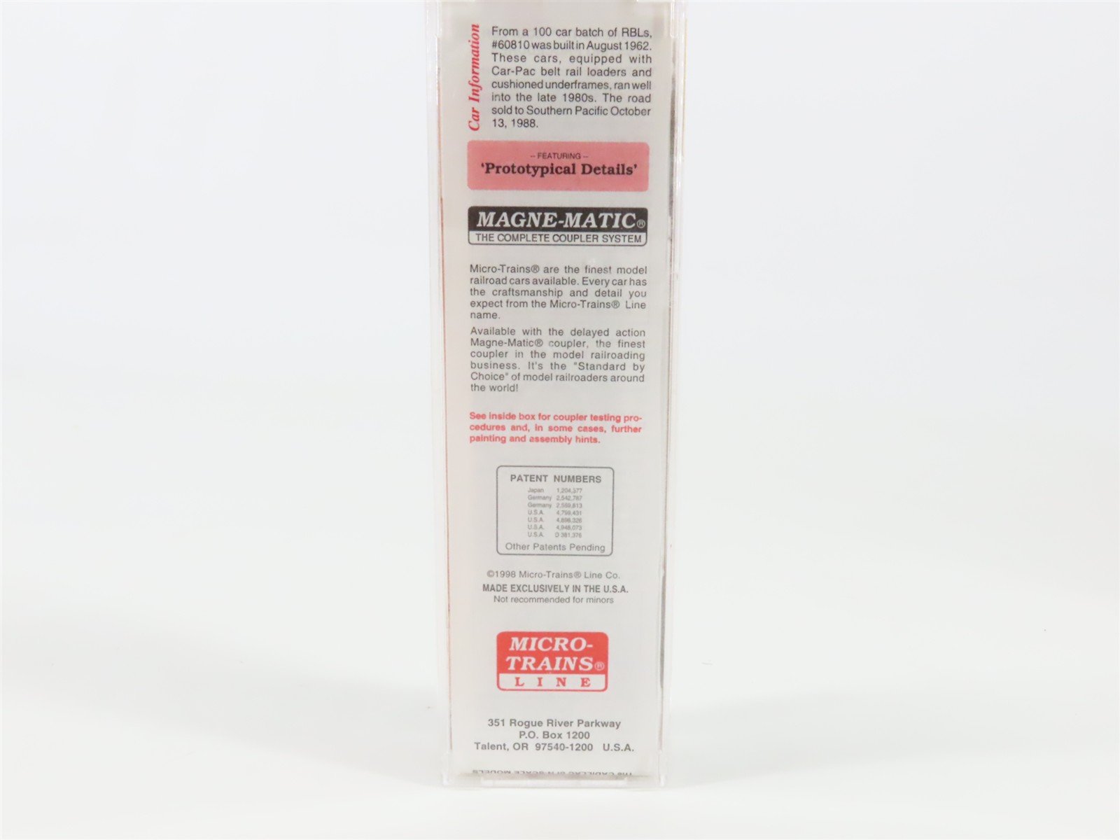 N Scale Micro-Trains MTL 32220 DRGW Rio Grande 50' Standard Boxcar #60810
