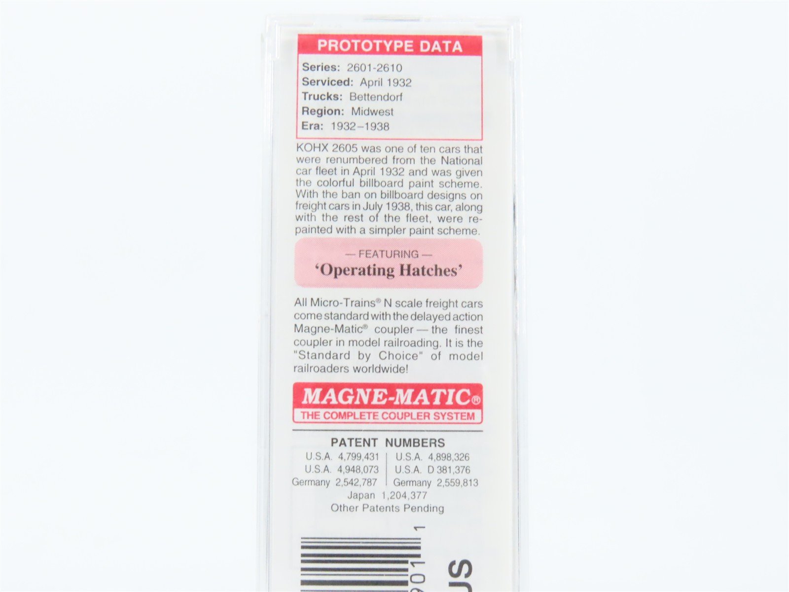 N Scale Micro-Trains MTL 49110 KOHX Kohrs Meat Packing 40' Wood Reefer #2605