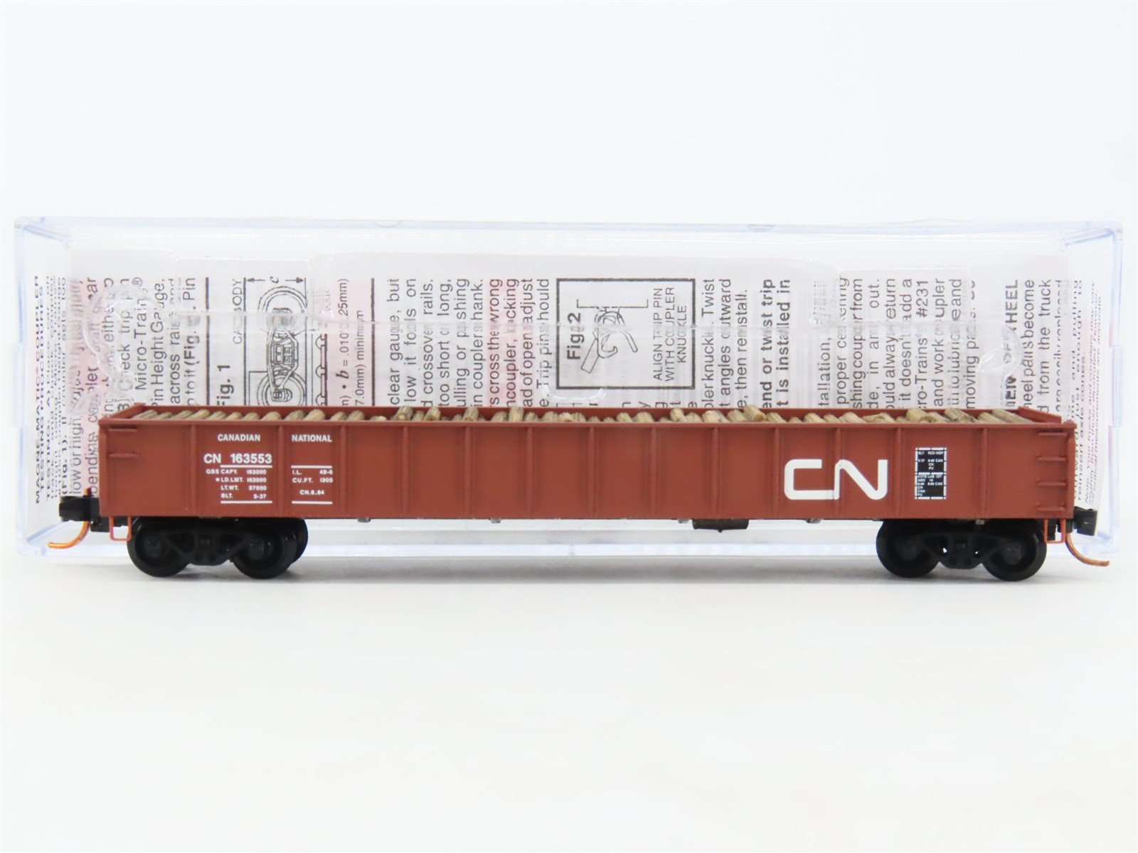 N Scale Micro-Trains MTL 04800120 CN Canadian National 50' Gondola #163553 wLoad