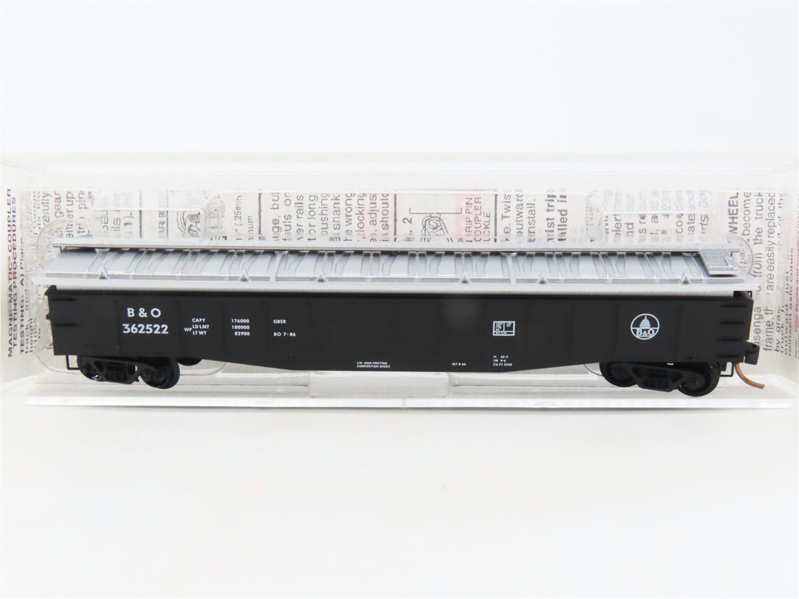 N Scale Micro-Trains MTL 106040 B&O Baltimore & Ohio 50' Gondola #362522 wCover