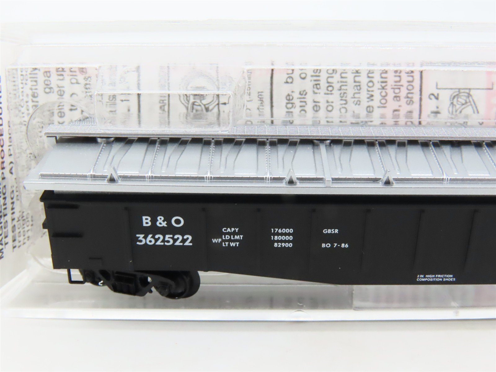 N Scale Micro-Trains MTL 106040 B&O Baltimore & Ohio 50' Gondola #362522 wCover