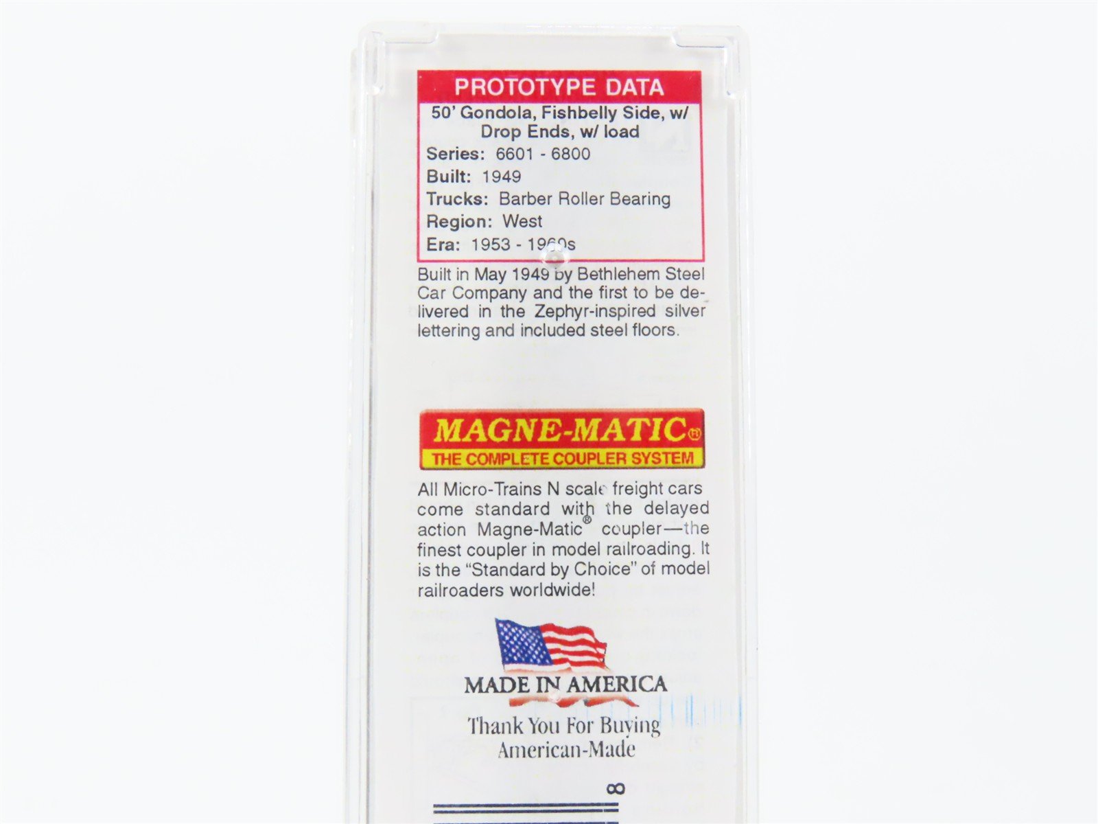 N Scale Micro-Trains MTL 04600050 WP Western Pacific 50' Gondola #6611 w/Load