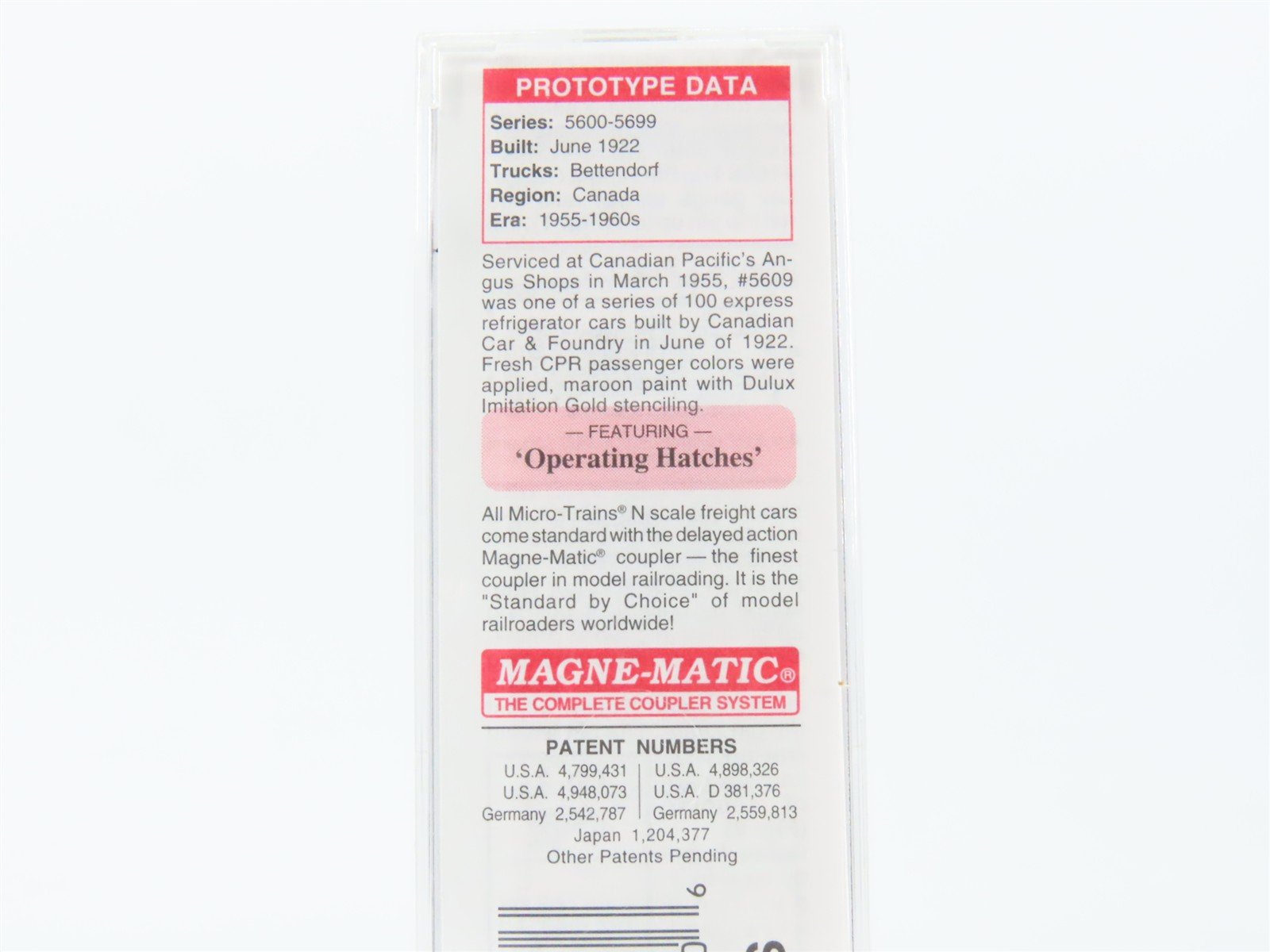 N Scale Micro-Trains MTL 04900530 CP Canadian Pacific 40' Wood Reefer #5609