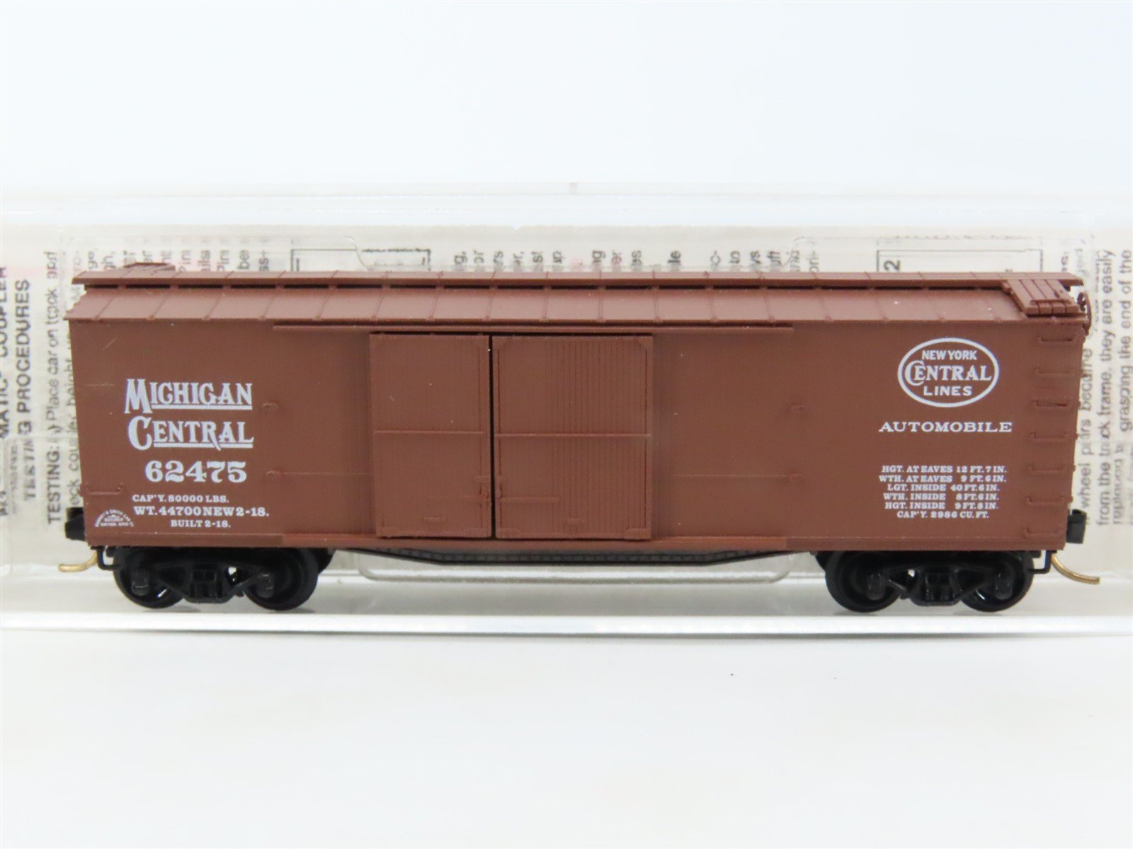 N Scale Micro-Trains MTL 43060 NYC Michigan Central 40' Boxcar #62475