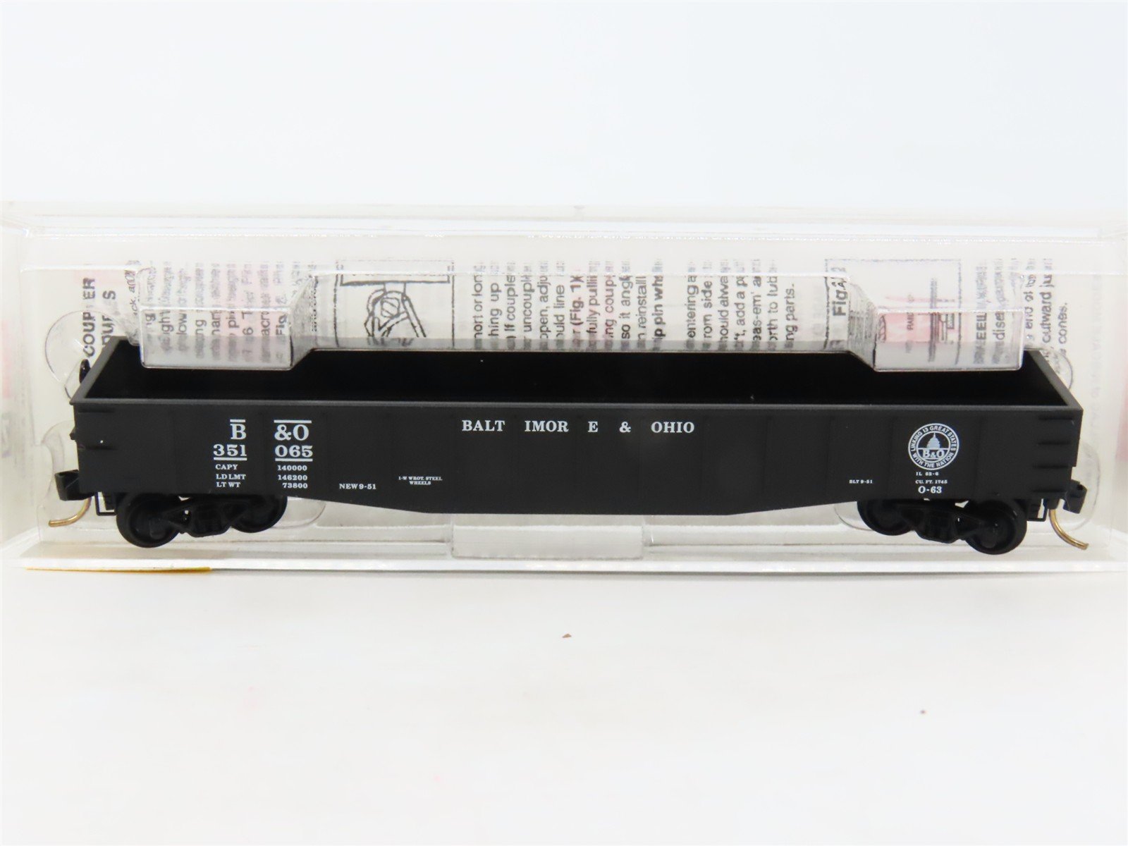 N Scale Micro-Trains MTL 105030 B&O Baltimore & Ohio 50' Gondola #351065
