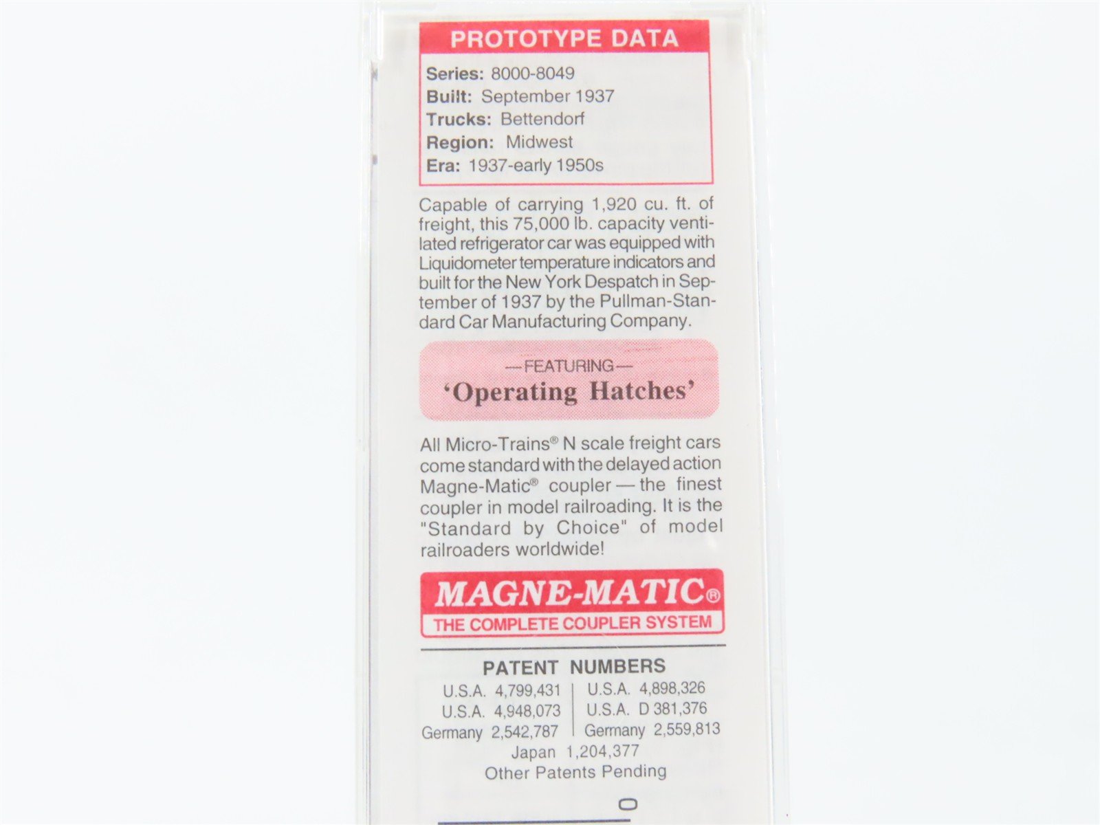 N Scale Micro-Trains MTL 04700080 NYDX New York Despatch 40' Wood Reefer #8050