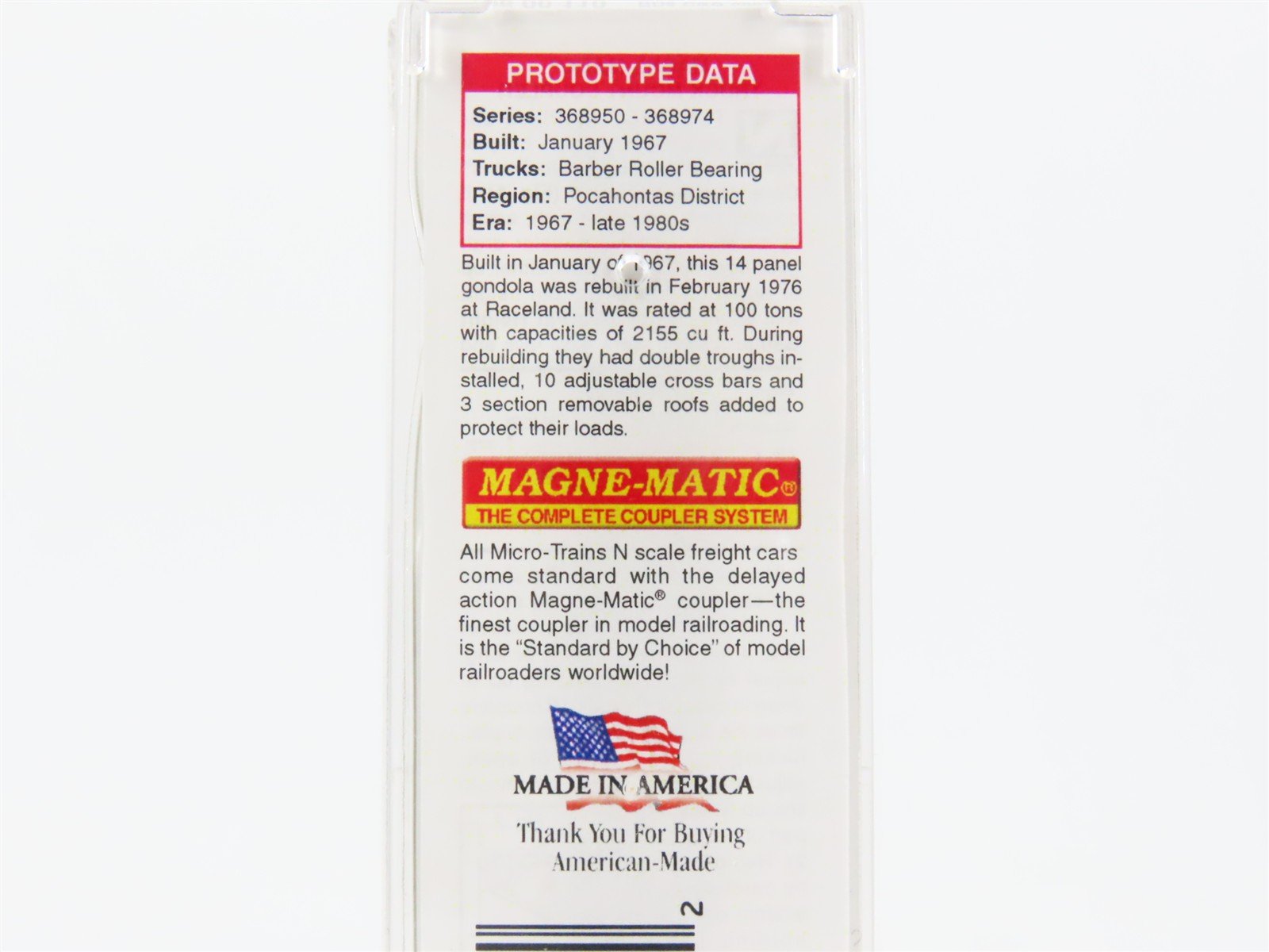 N Micro-Trains MTL 10600110 C&O Chesapeake & Ohio 50' Gondola #368973 wCover