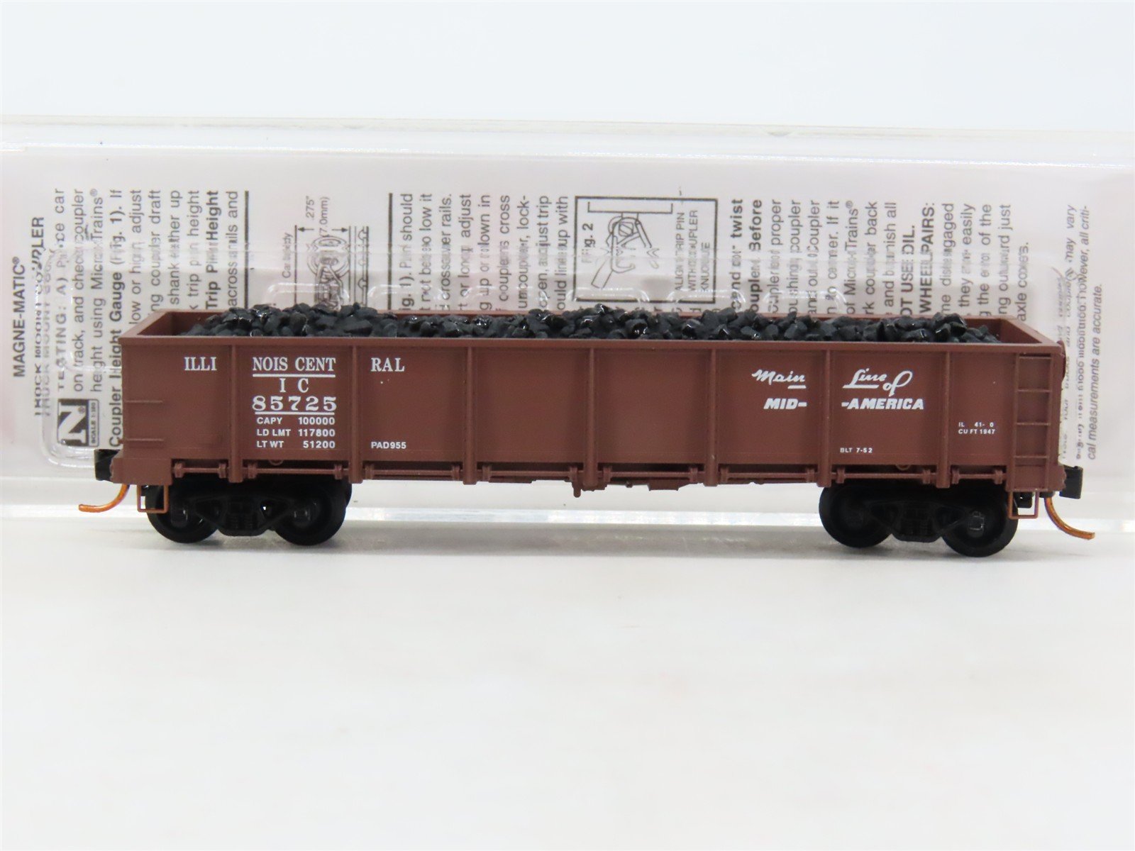 N Scale Micro-Trains MTL 08300071 IC Illinois Central 40' Gondola #85725 wLoad