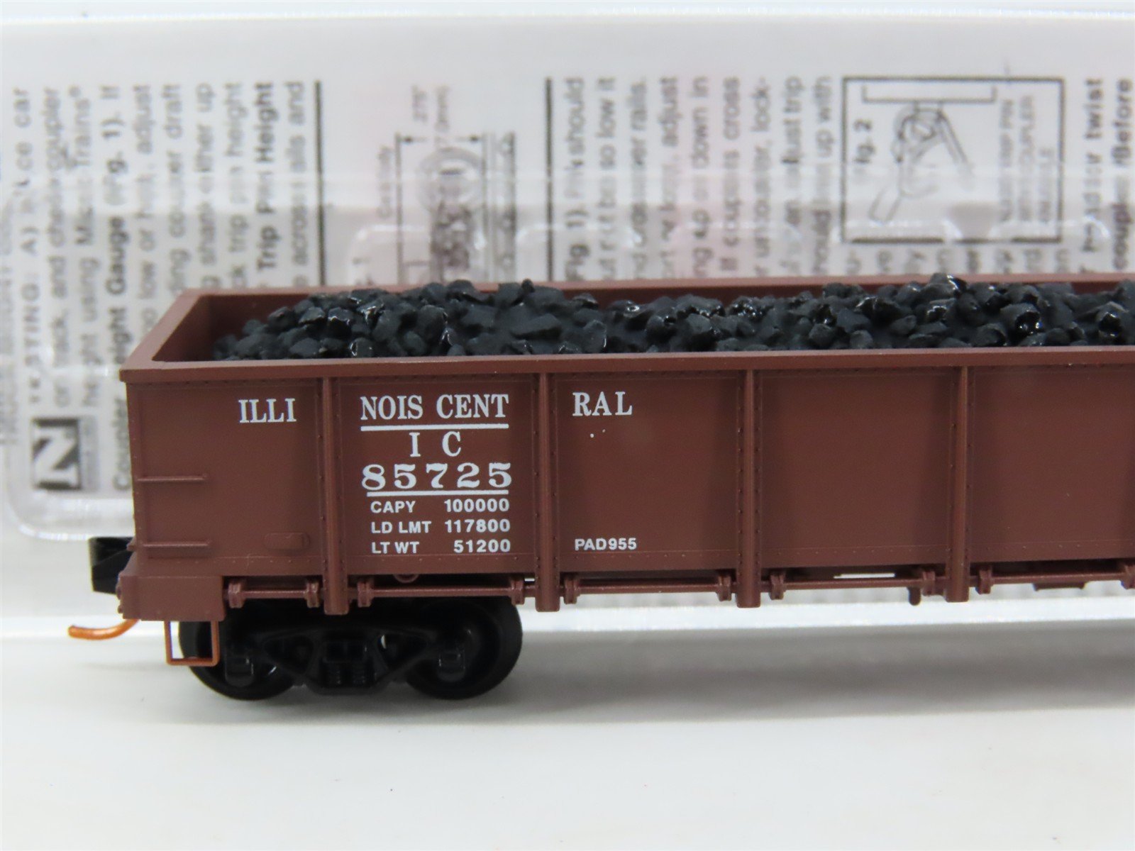 N Scale Micro-Trains MTL 08300071 IC Illinois Central 40' Gondola #85725 wLoad