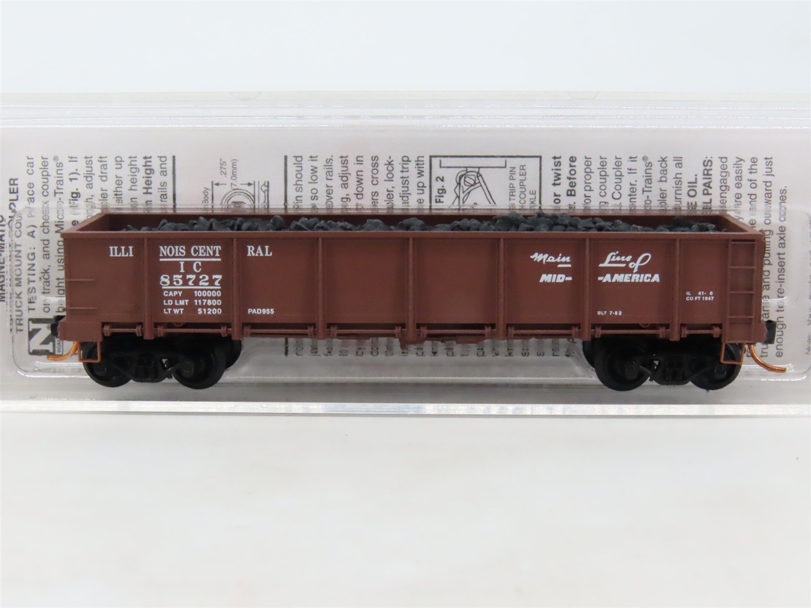 N Scale Micro-Trains MTL 08300072 IC Illinois Central 40' Gondola #85727 wLoad
