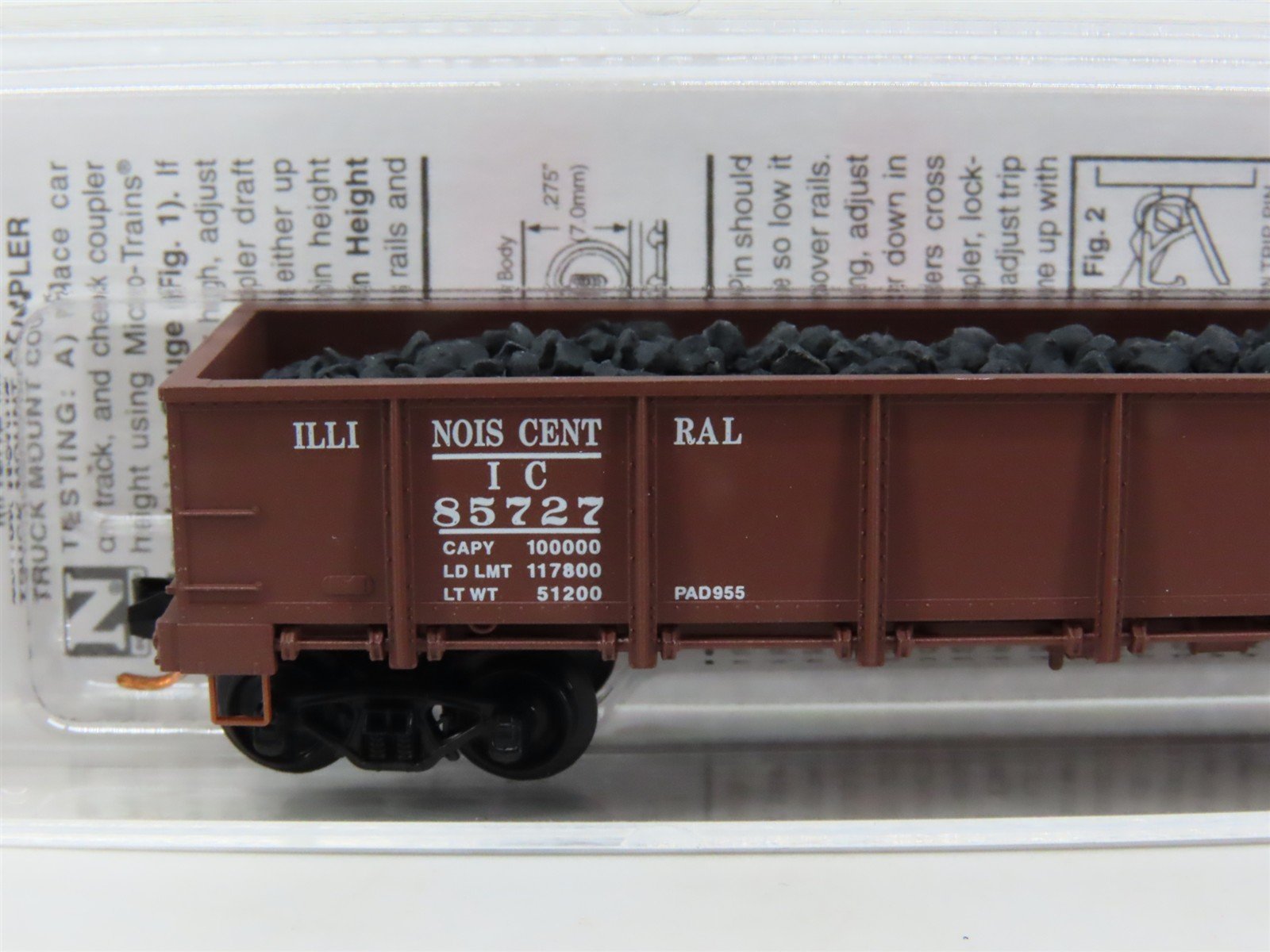 N Scale Micro-Trains MTL 08300072 IC Illinois Central 40' Gondola #85727 wLoad