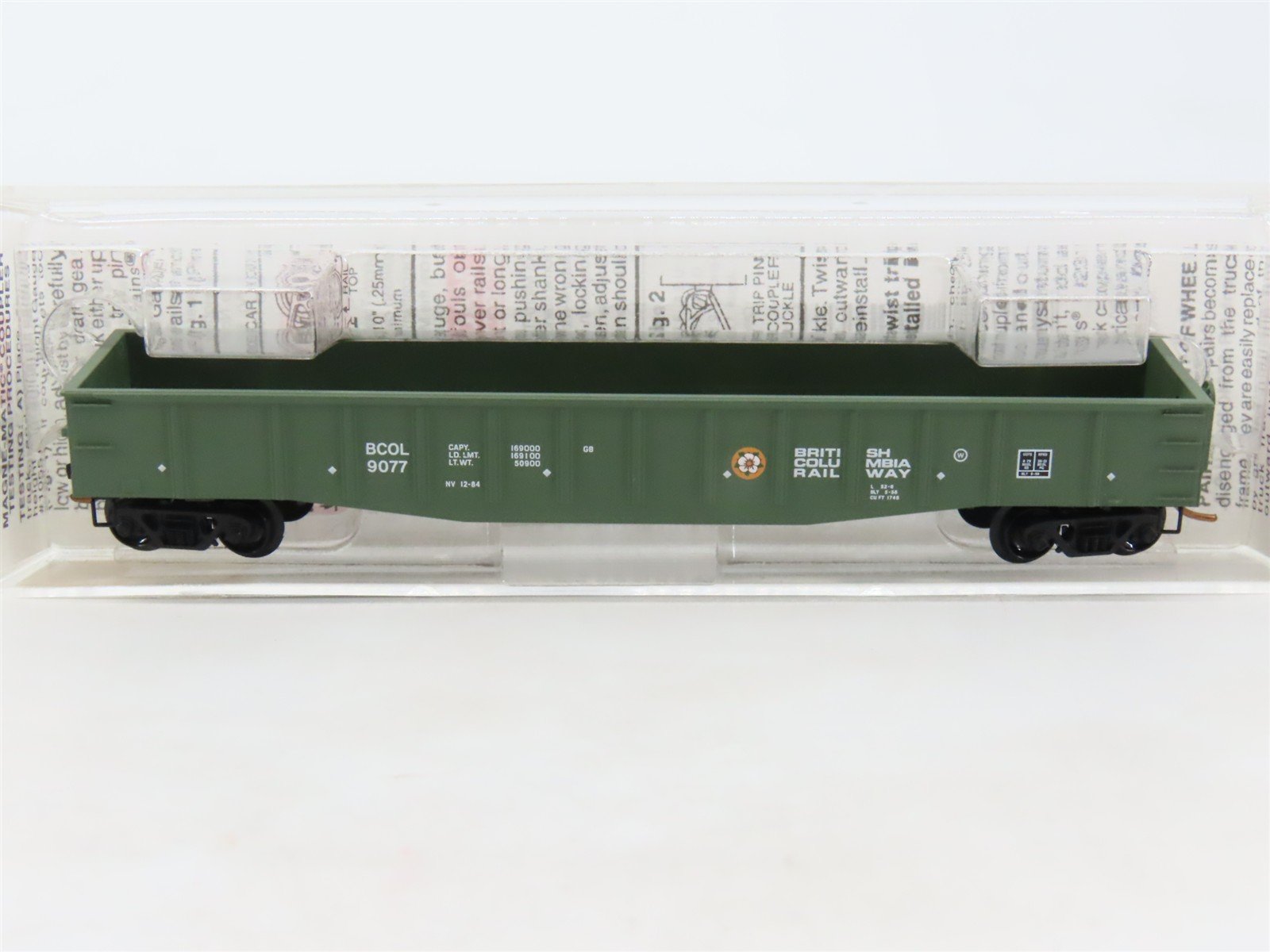 N Scale Micro-Trains MTL 105050 BCOL British Columbia 50' Gondola Car #9077