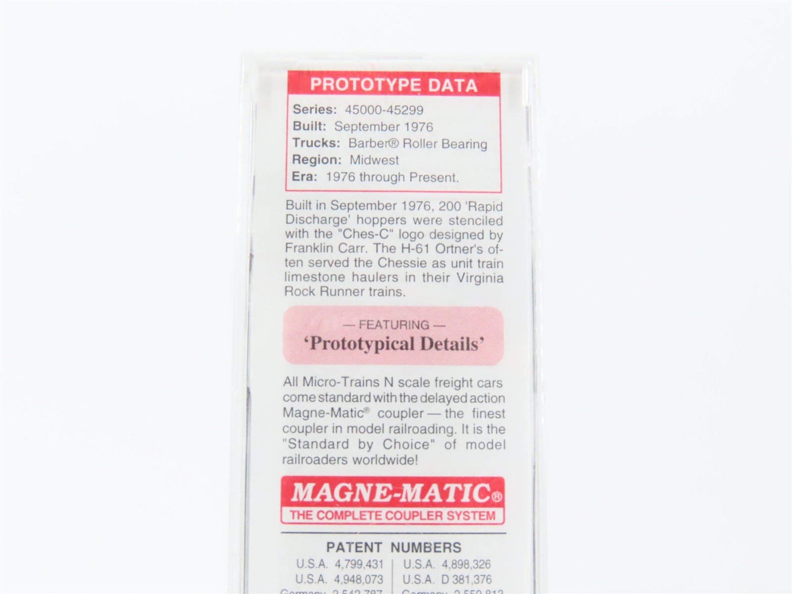 N Scale Micro-Trains MTL 12500051 C&O Chessie System 3-Bay Ortner Hopper #45050