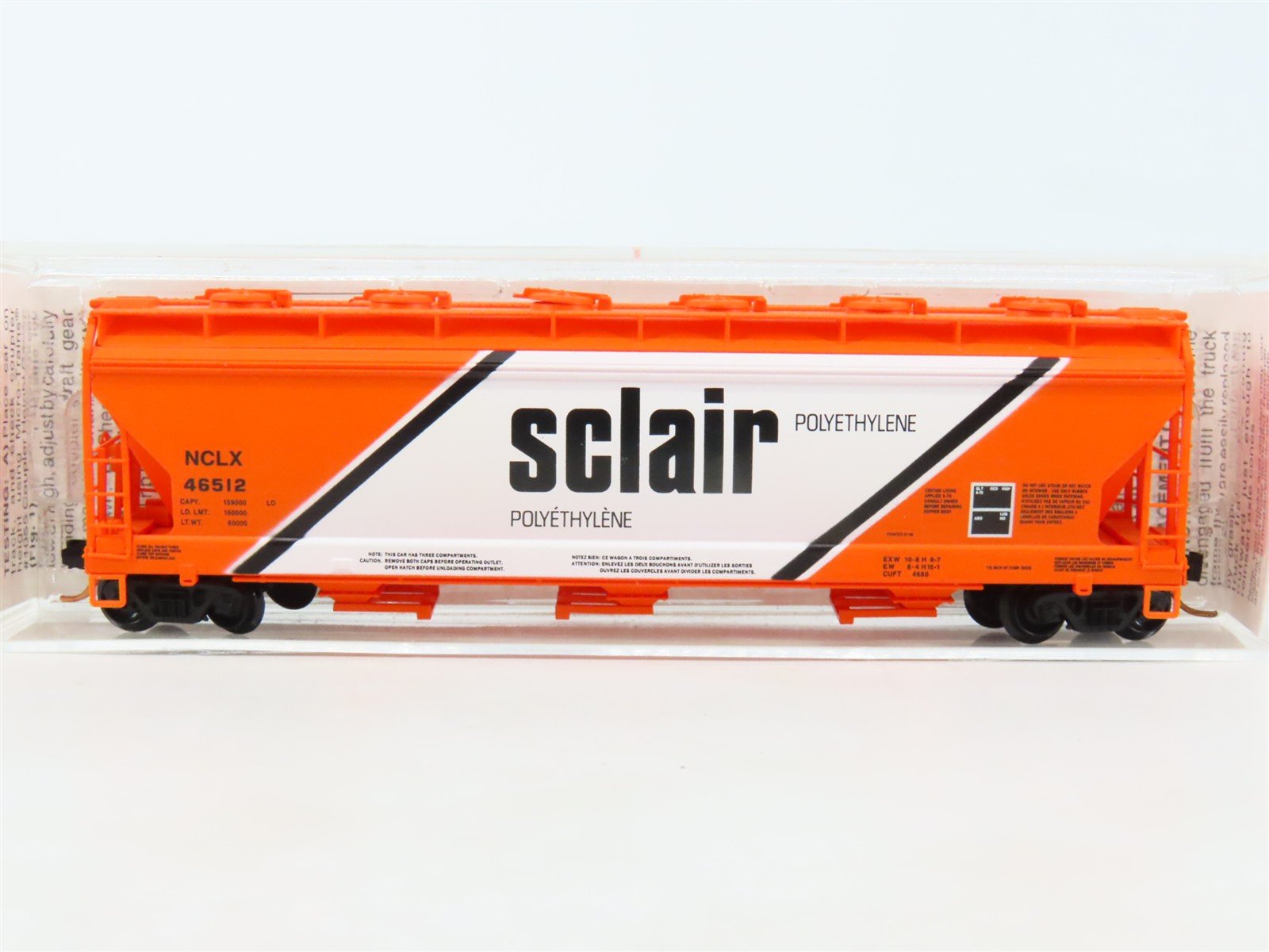 N Scale Micro-Trains MTL 93040 NCLX Sclair 3-Bay Covered Hopper #46512