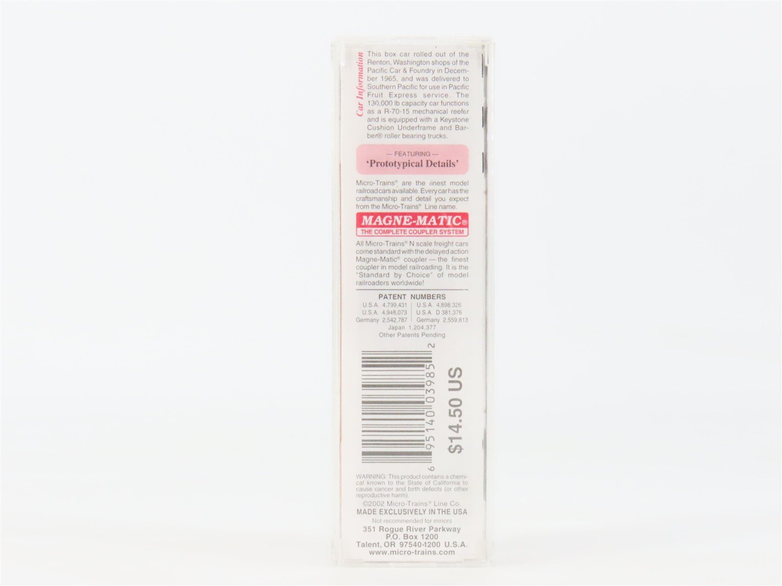 N Micro-Trains MTL 27090 SPFE Pacific Fruit Express 50' Rib Side Boxcar #453571