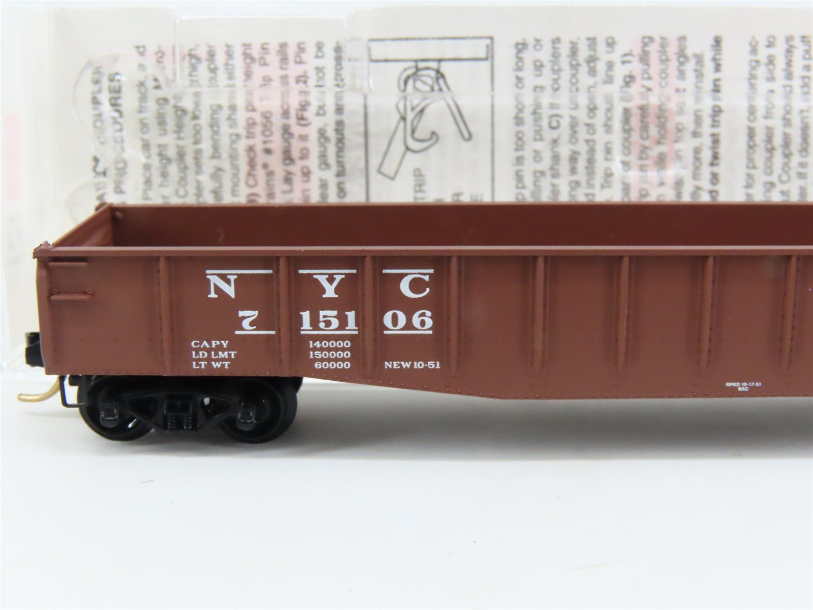 N Scale Micro-Trains MTL 46170 NYC New York Central 50' Gondola #715106